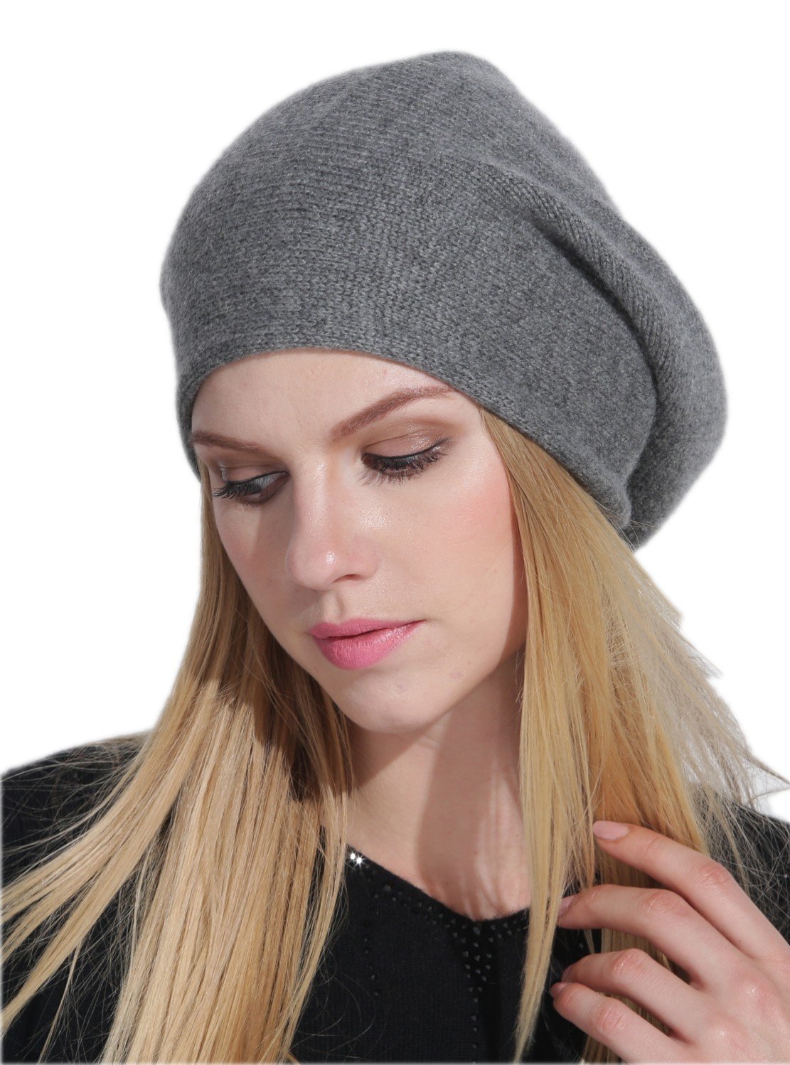 prettystern100% Cashmere Wool Beret Hat Beanie 2-Ply Woven Plain uni-Colour - 6 Colours Available