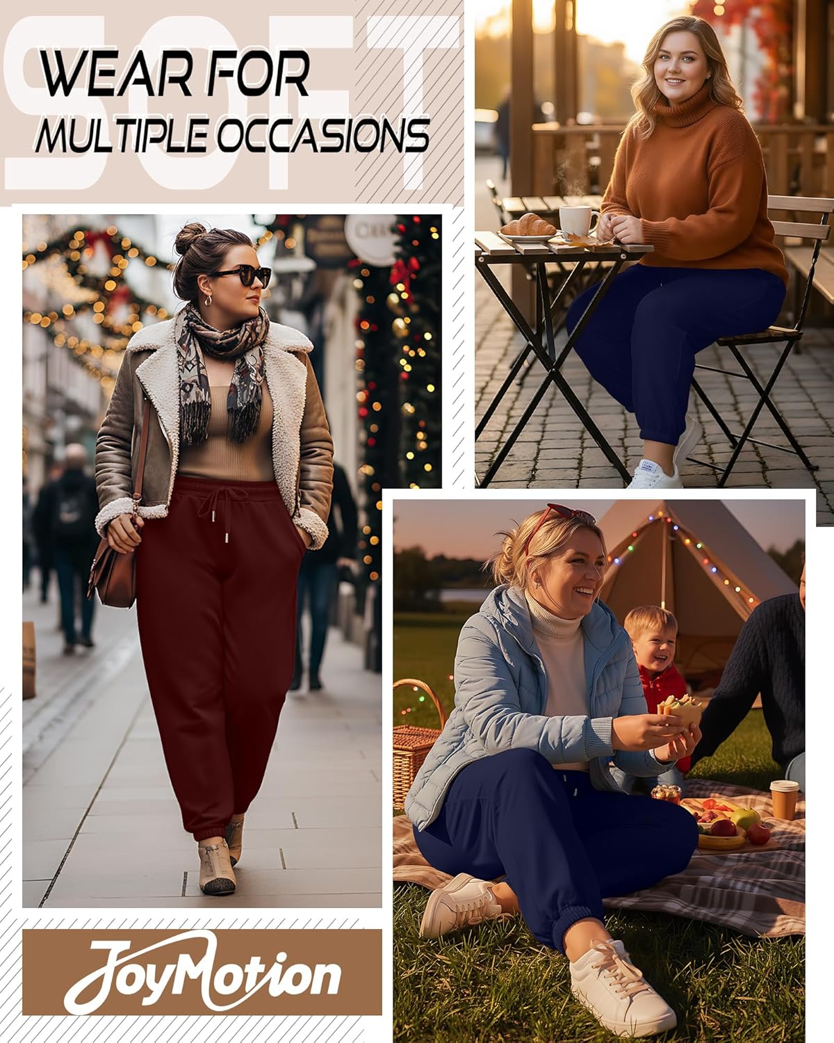 2 Pack Women's Plus Size Joggers, Drawstring Loose Baggy Sweatpants Cozy Athletic Casual Yoga Pants with Pockets - Image 6