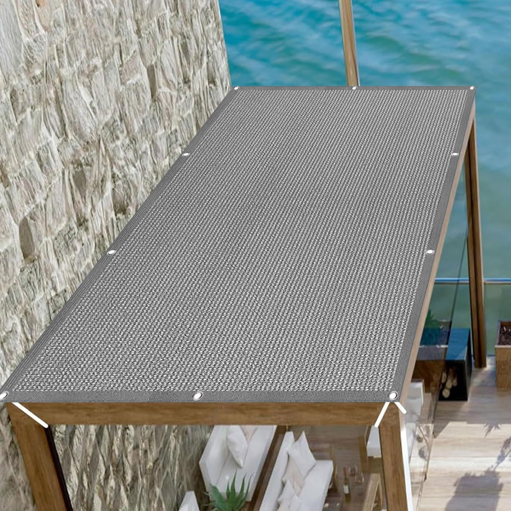 Voile d'ombrage rectangulaire 90x350 gris clair protection UV