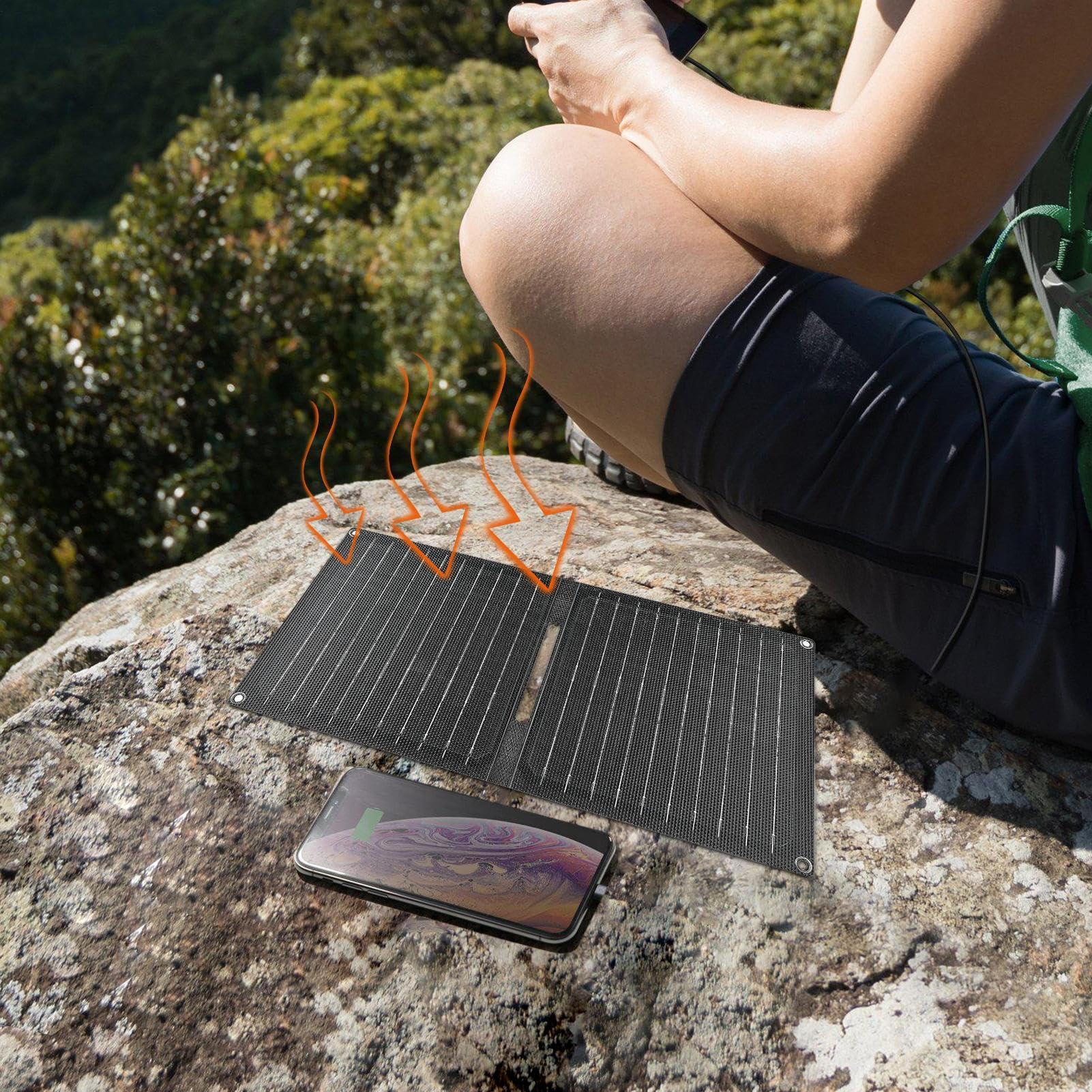 Caricabatterie Solare 30W Portatile Pieghevole Ricarica Rapida | Pannello Solare USB Resistente ai Raggi UV per Giardino Cortile Patio Viaggio Picnic Campeggio Escursionismo Ciclismo Pesca