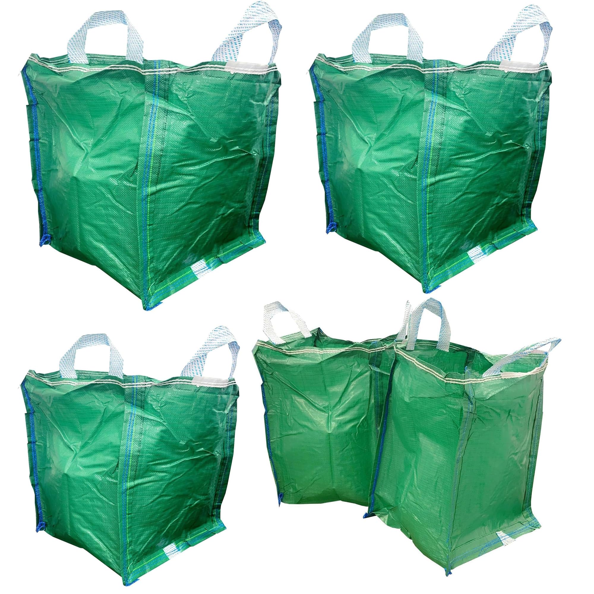 Pluto Packaging Green 120 Litre Reusable Industrial Fabric Heavy Duty Plant Waste Grass Leaves Garden Bags (2)