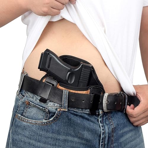 Miniatura 4 de Funda de transporte oculta IWB para hombres, cómoda y suave material de piel sintética compatible con Glock 17 19, G2C, Springfield, Sig, P365,