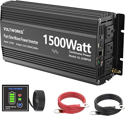 Miniatura 9 de VOLTWORKS - Inversor de onda sinusoidal pura de 3000 W, 12 V CC a 120 V CA para el hogar, caravana, camión, inversor de energía solar fuera de la