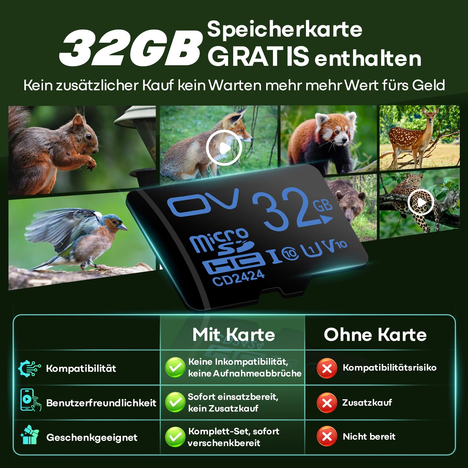 MAXDONE Wildkamera 4K 64MP WLAN Solar mit 6000mAh Akku & Bewegungsmelder Nachtsicht, IP66 Wasserdicht