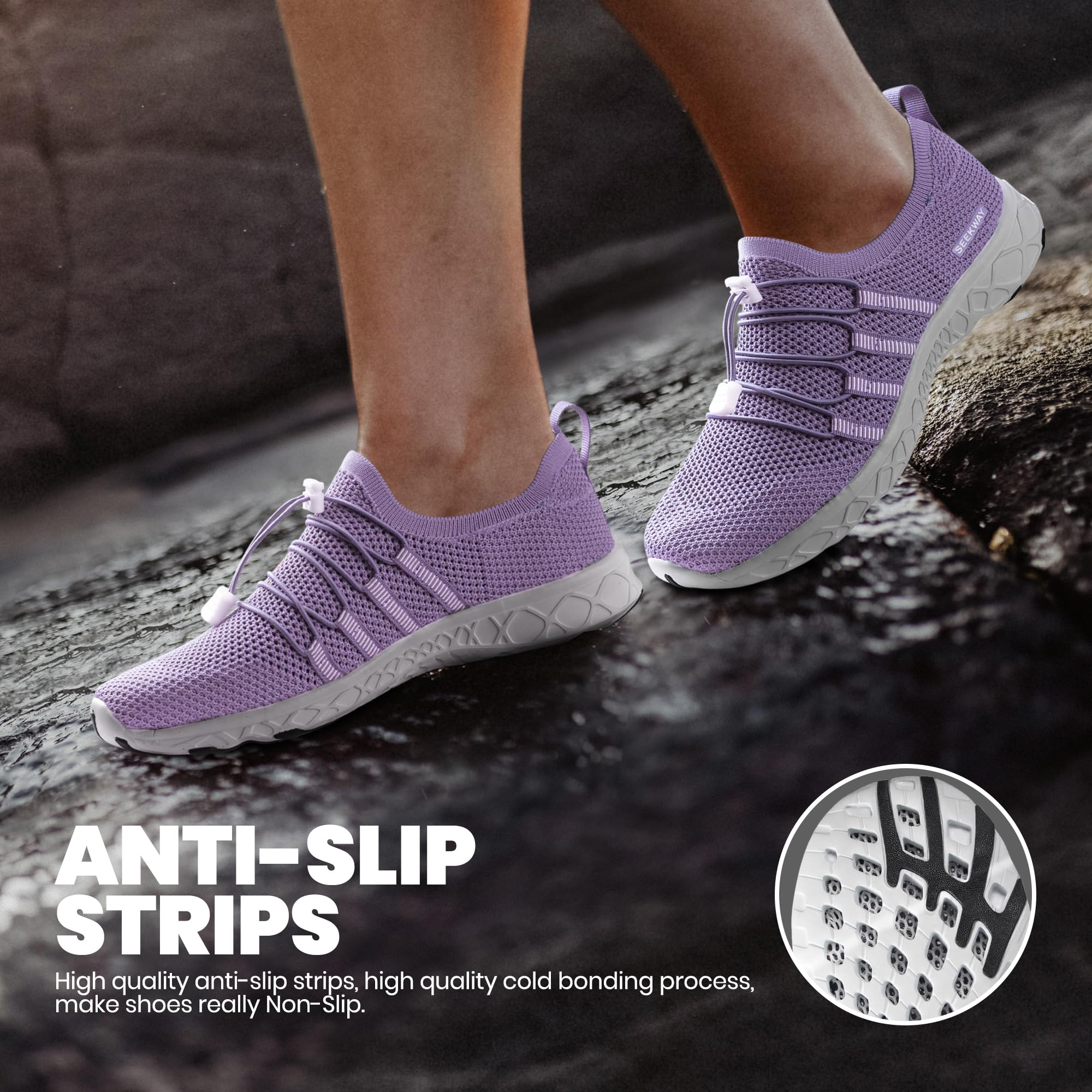SEEKWAY Chaussures aquatiques pour femme - Séchage rapide - Chaussures pieds nus - Chaussures aquatiques - Pour la plage, la marche, la piscine, la randonnée, la natation - SP005