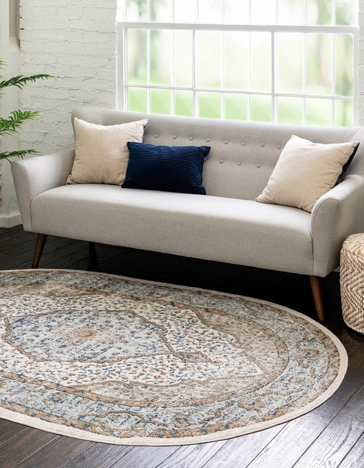 Unique Loom Nyla Collection Area Rug - Winner (6' 1" x 9' Oval Blue/Dark Gray)