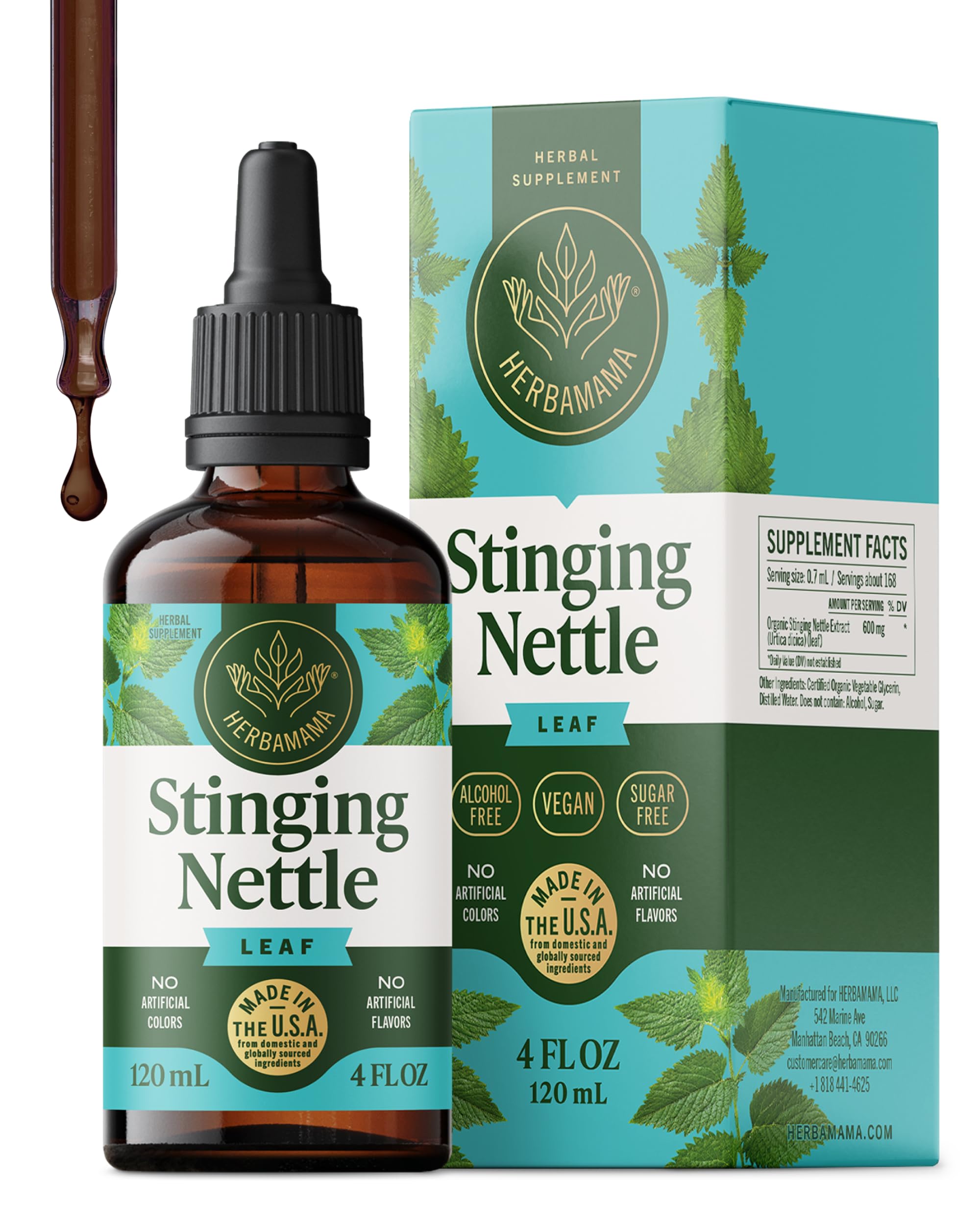 HERBAMAMA Nettle Leaf Extract for Seasonal & Sinus Support 4 Fl Oz (Pack of 1)
