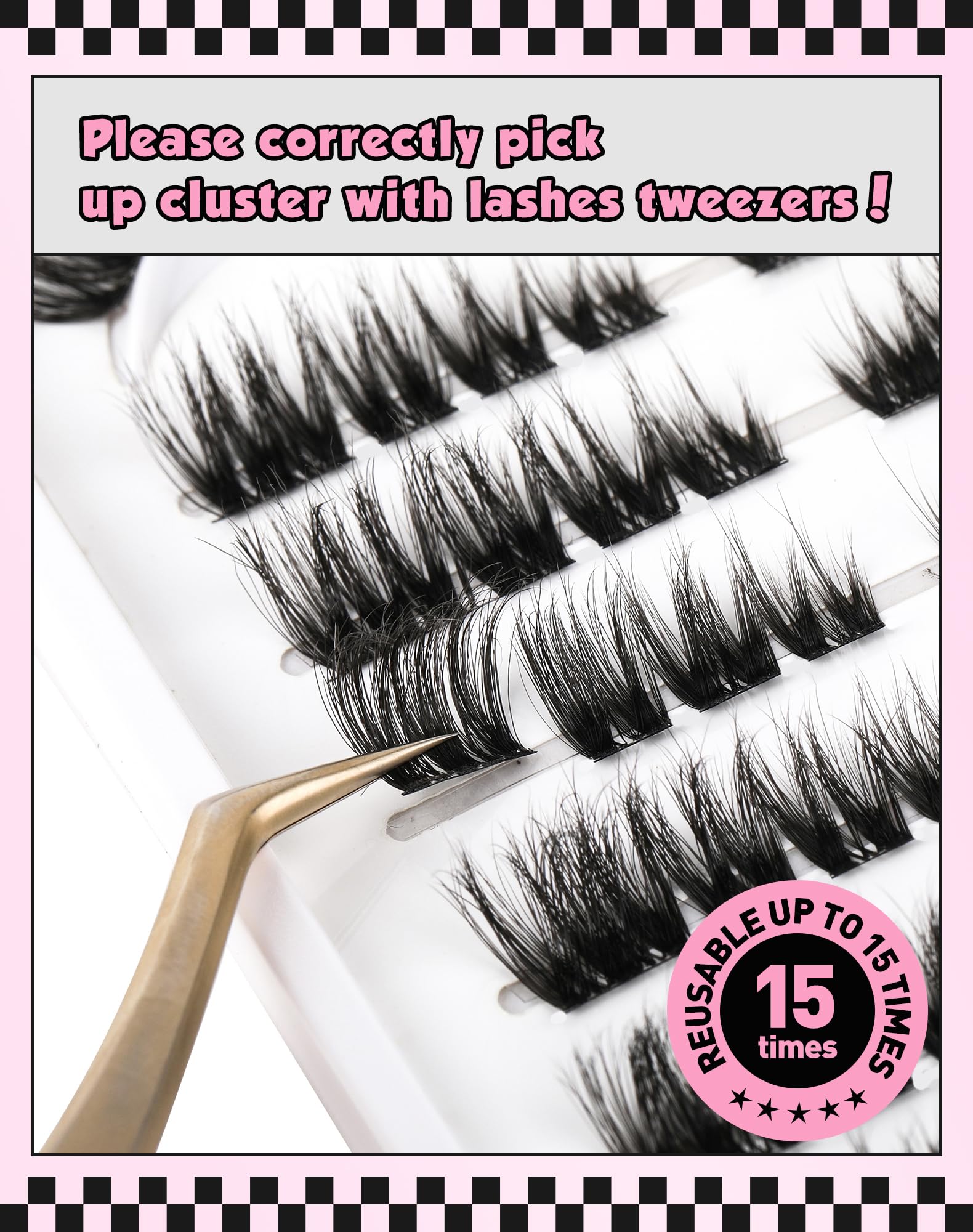 Lash Clusters Cat Eye 7 works Eyelash Clusters Wispy DIY Lash That Look Like Extensions 12-15MM 3D False Eyelashes Natural Soft Fluffy Mink Individual Cluster Lashes - Image 4