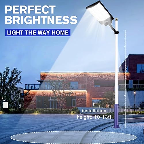 Miniatura 5 de INSDEA Luz de calle solar de 8200 W con sensor de movimiento, luces de inundación solares de 8200 lm del anochecer al amanecer, luces de seguridad