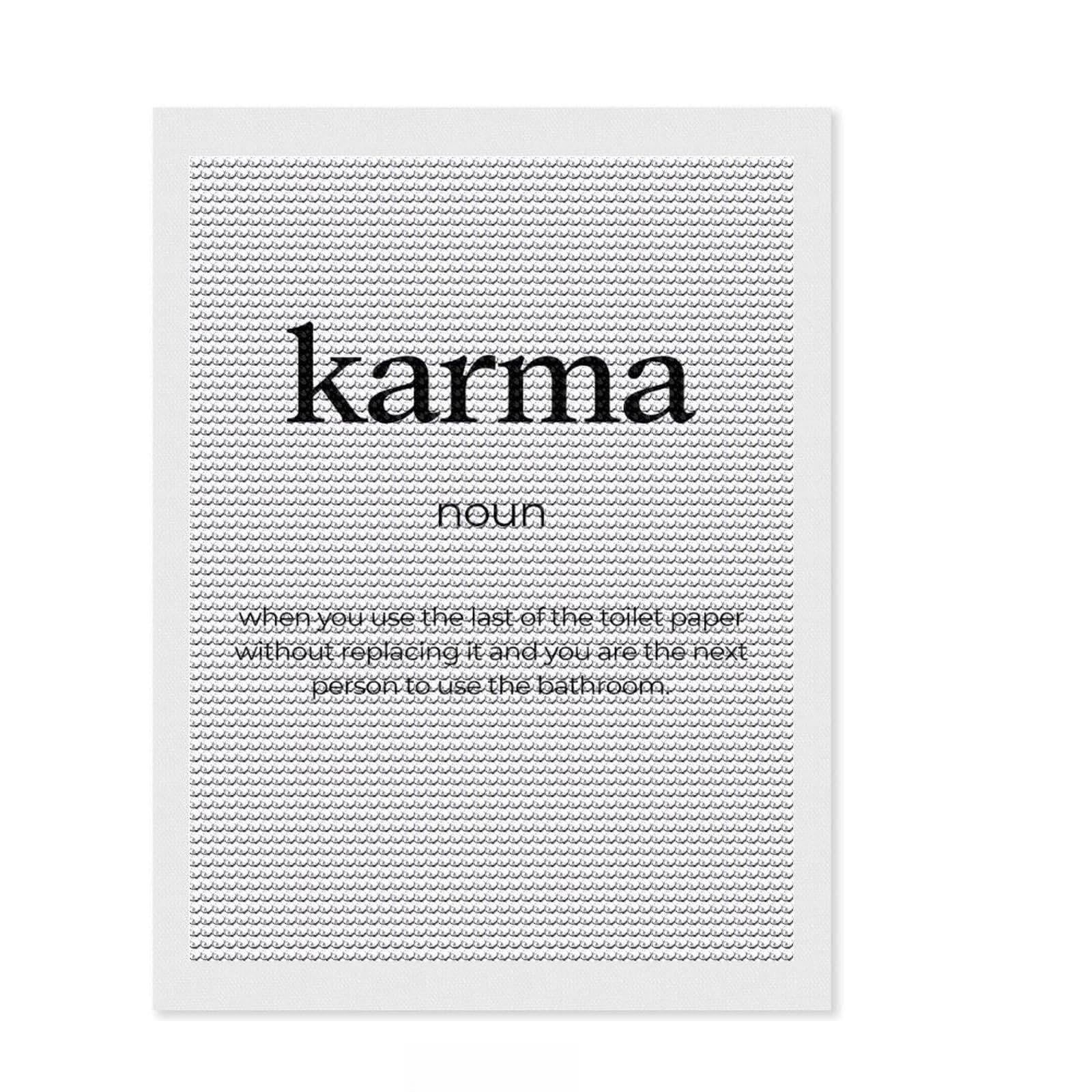 Junmoney Karma Definition Diamond Art Kit 12"x16", for Craft Lovers, Sparkling Round Gems, Gift Idea, Living Room Decor, Decorate Your Room