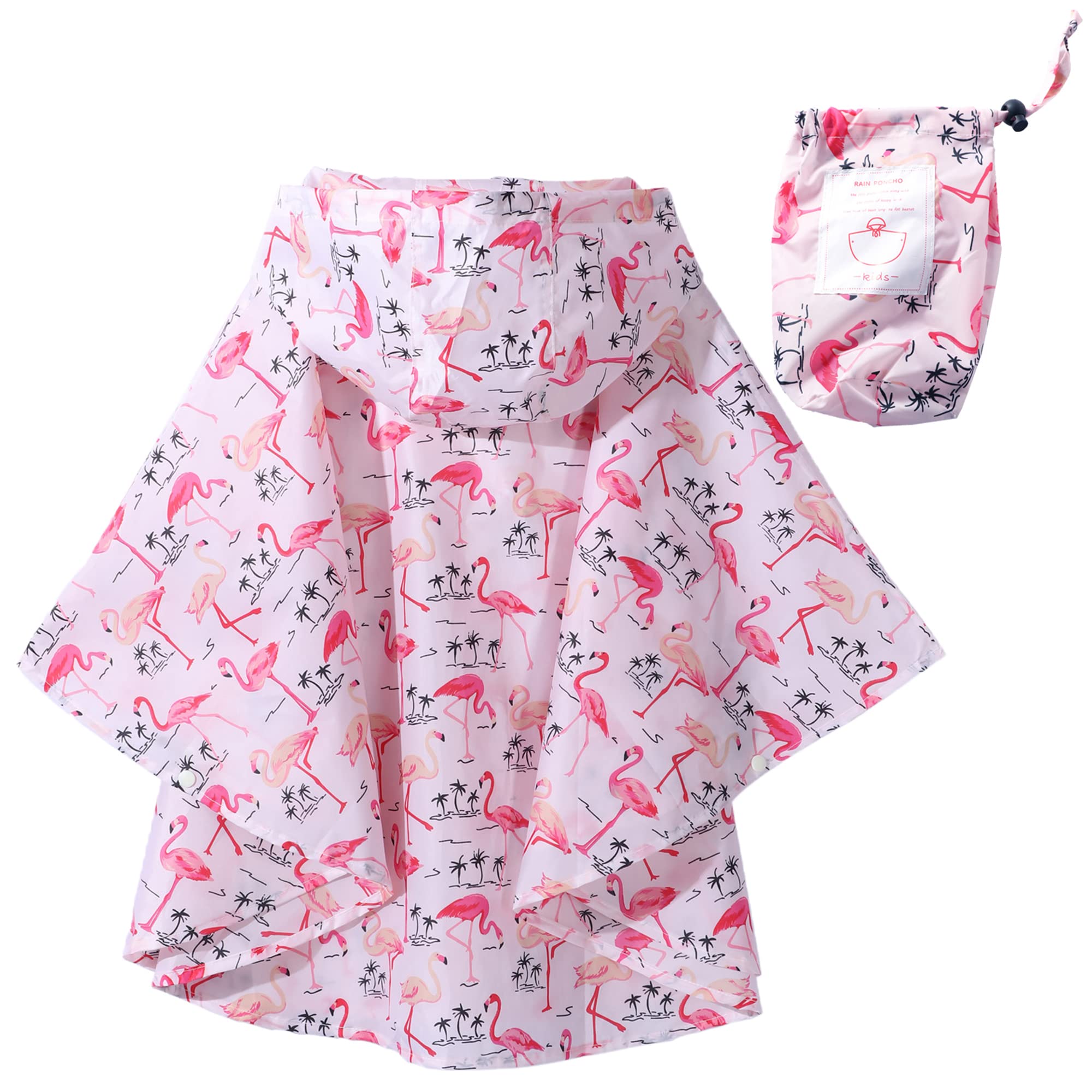 QIKADO Poncho Antipioggia Bambino, Poncho Pioggia Bambina con Cappuccio e Bottoni Portatile