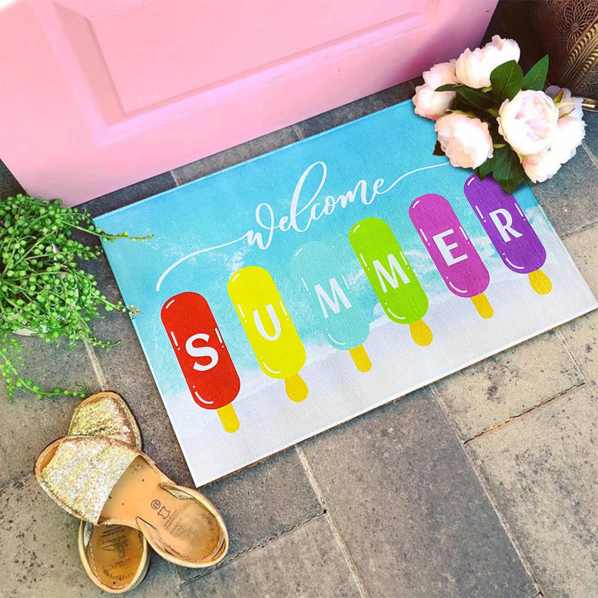 Lumiprinta Summer Decorative Doormat 17"x30", Non-Slip Washable Seasonal Door Mats Durable Entrance Mat for Home Entrance, Outside Entry, Yard, Floor,