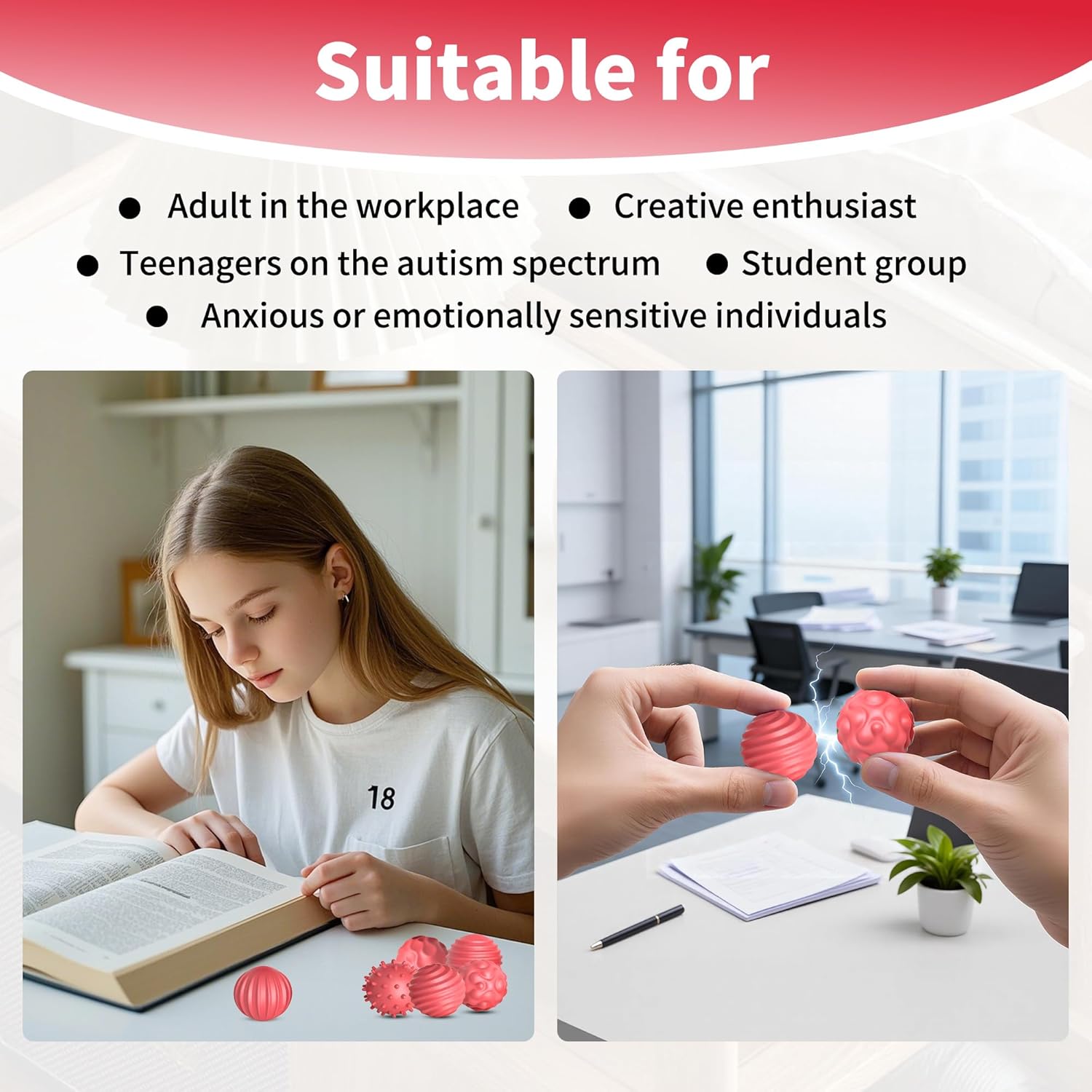 Silicone Magnetic Balls Fidget Toys for Adults Teens ,6PCS Sensory Attraction Balls with Textures Shell ,Silent Office Desk Stress Relief Toy for Autism Anxiety ADHD Gifts for Teens Men Women