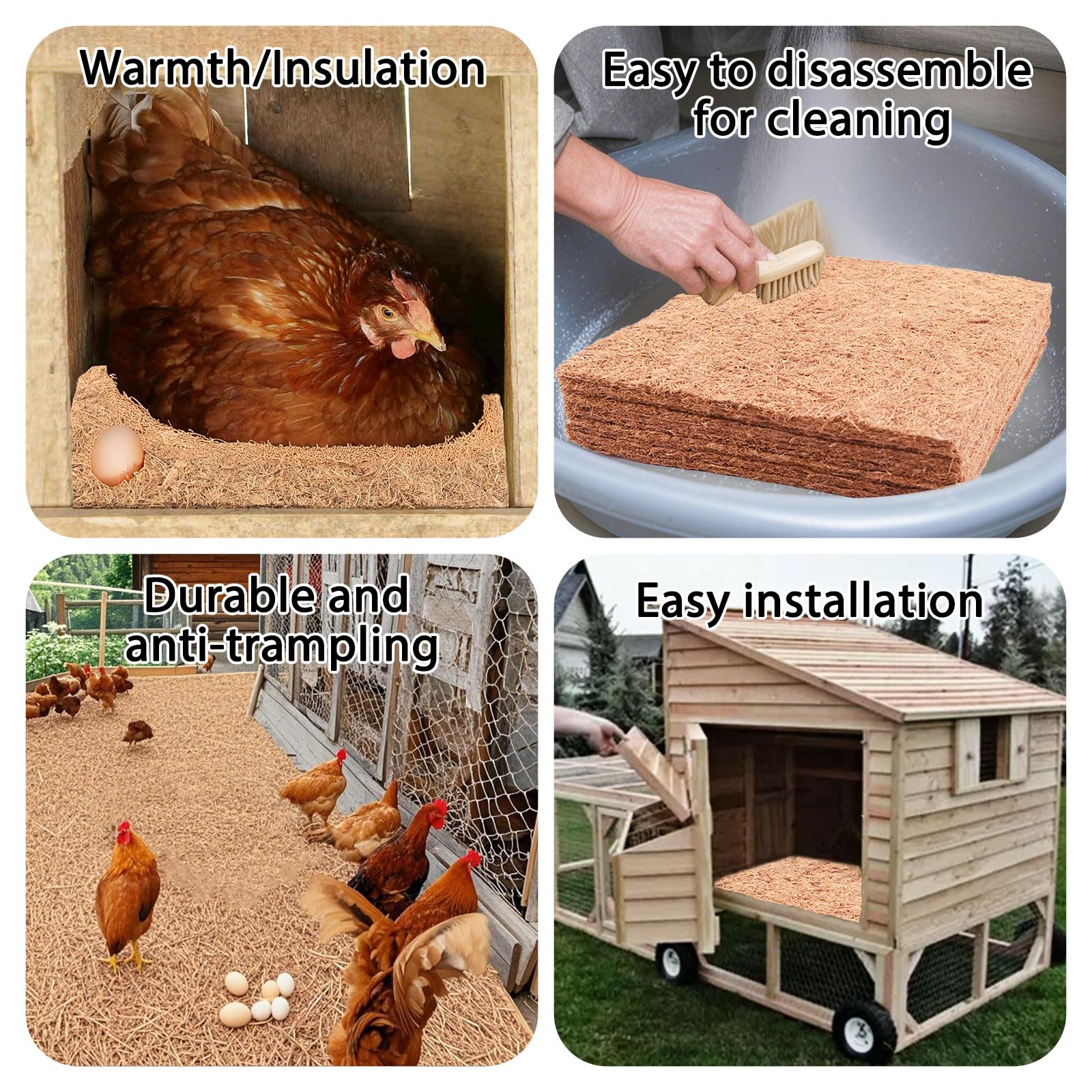 Lot de 10 Disque de Paillage Coco,Tapis Coco pour Plante Poules, pour Pondoirs et Doublures Réutilisables pour Poulaillers Nids