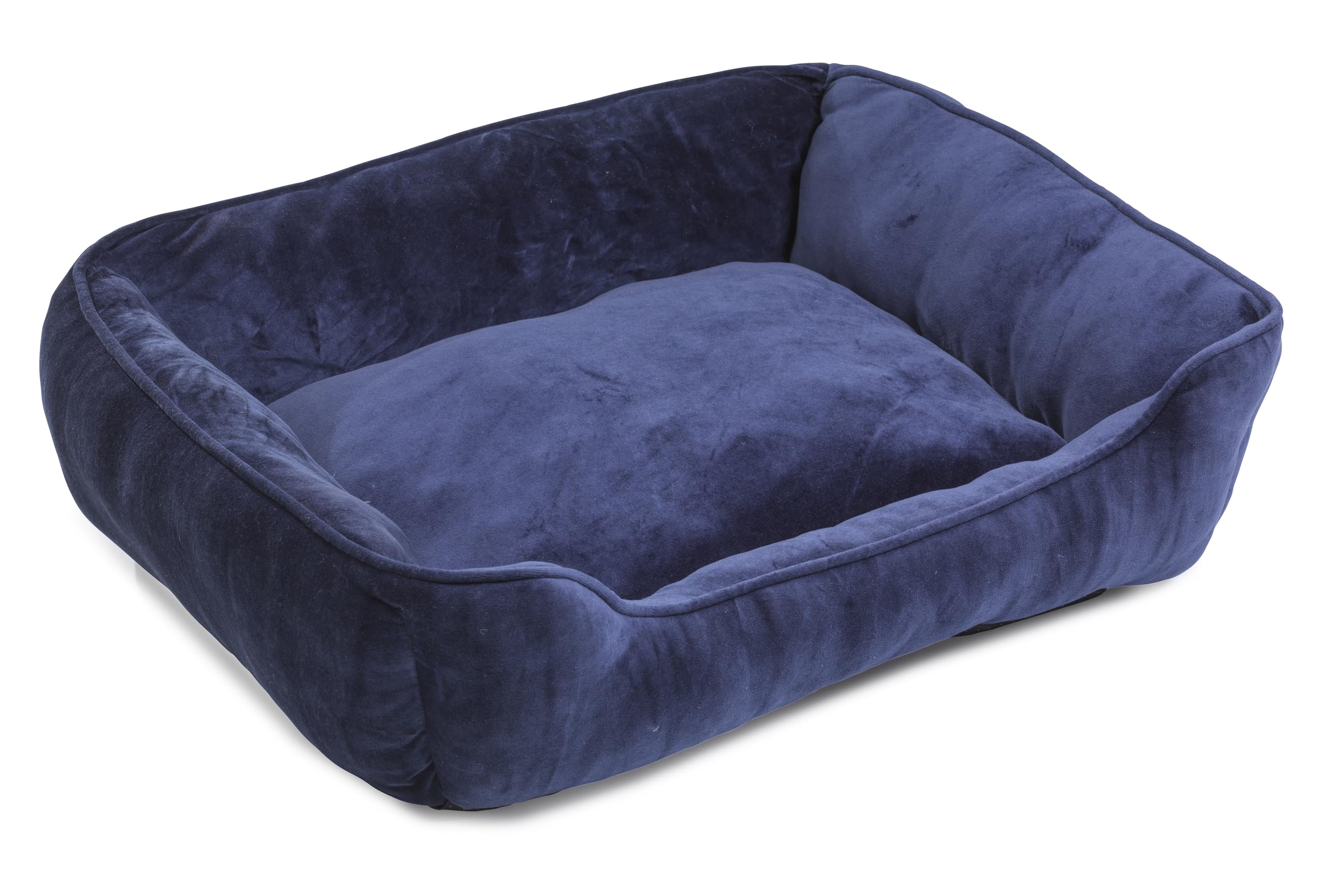 Lit carré en velours bleu marine House of Paws L panier grand chien confortable