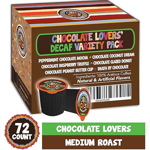 Miniatura 3 de Crazy Cups Paquete variado de cápsulas de café de chocolate descafeinado con sabor a chocolate para máquinas Keurig K Cup, (paquete de 1, 24