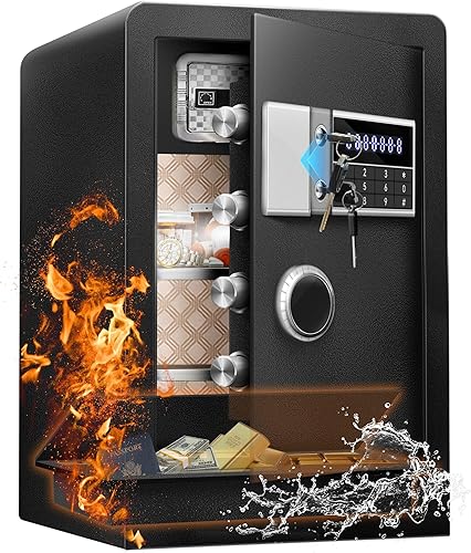 Caja fuerte resistente para el hogar de 8.4 pies cúbicos con teclado digital seguro, bloqueo de llave, pantalla LCD, estante extraíble y luz de