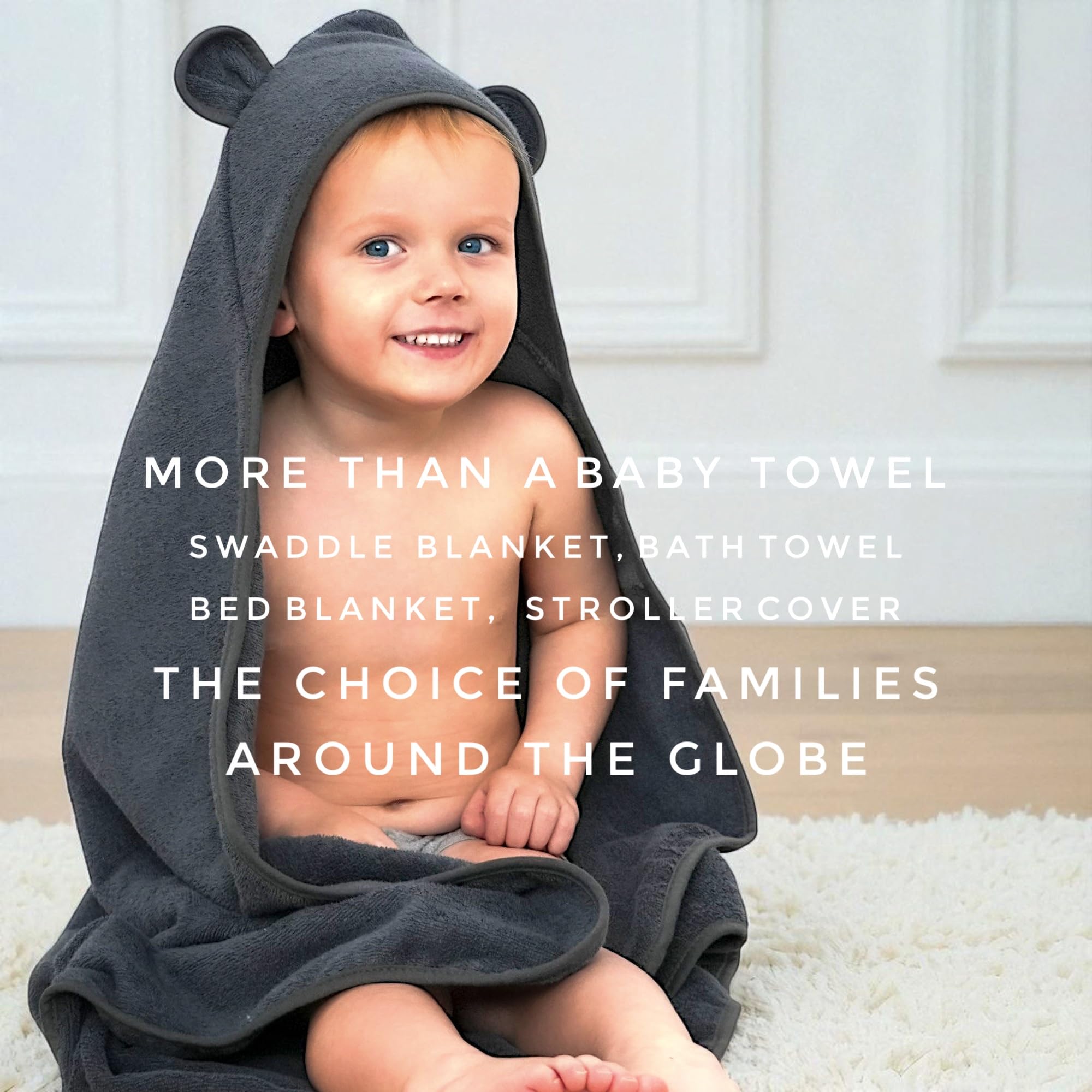 Poncho de algodón orgánico para niños pequeños, ultrasuave, para niños y niñas de 0 a 5 años, toalla de baño con orejas de oso, absorbente y de alta calidad (coral)