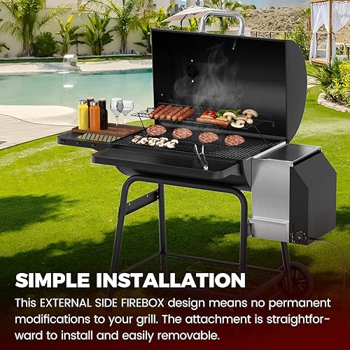 Miniatura 4 de Gravity Smoker Side Firebox Kit de reequipamiento para Char Criller Carbón Barril Parrilla Parte para Master Forge Chargriller Offset Madera Pellet