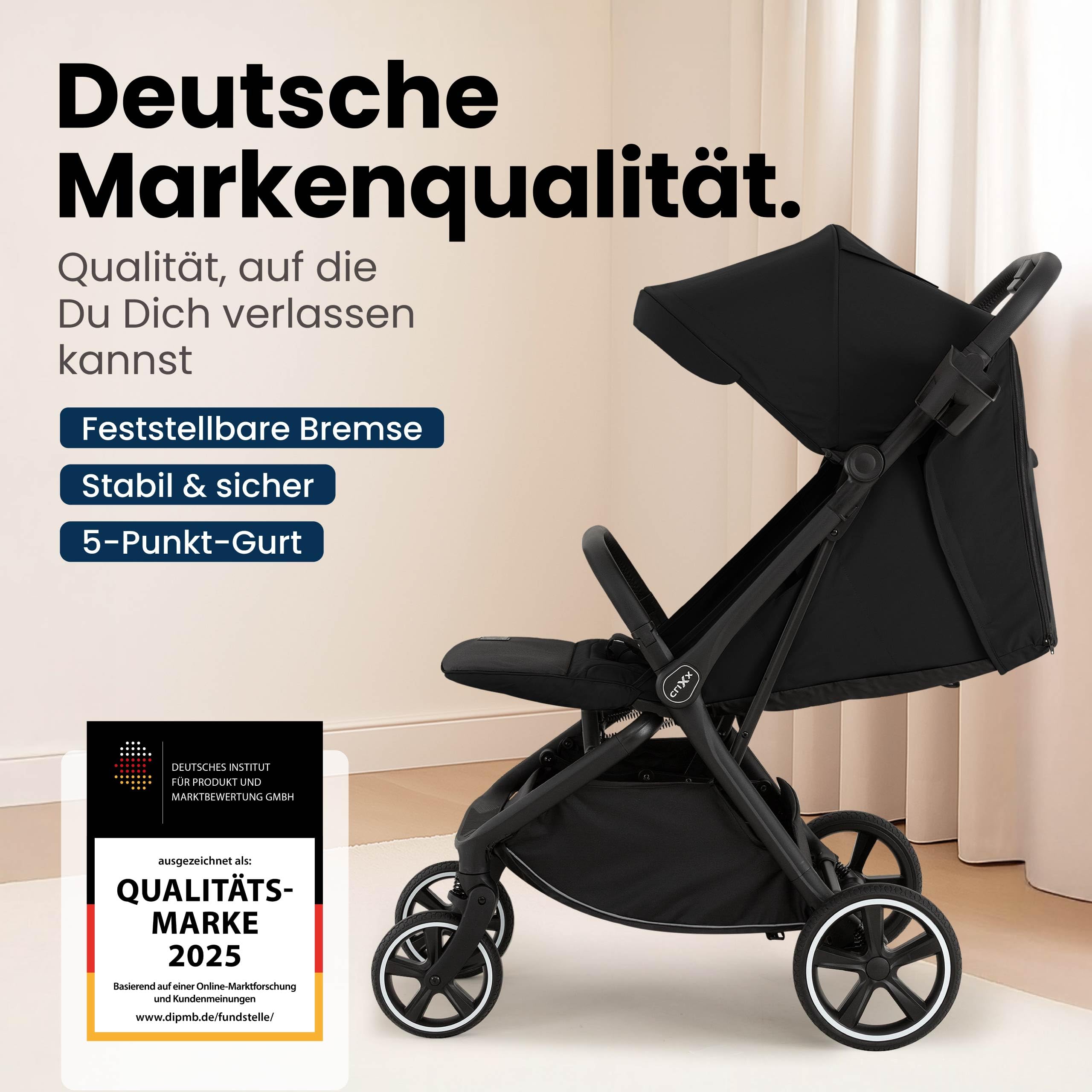 Hartan Clixx Buggy Kinderwagen – Reisebuggy ab 6 Monate, klein zusammenklappbar, höhenverstellbar, Sonnen- & Regenschutz