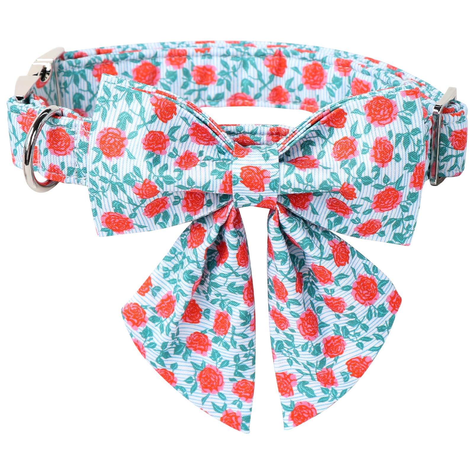 Lionet Paws Design Dogs Collar Cute Flower Sailor Bow Dog Collars for Girl Female Small Medium Dogs with Rose S