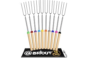 Briout Extendable Stainless Steel Roasting Sticks - Smores Sticks for Fire Pit...