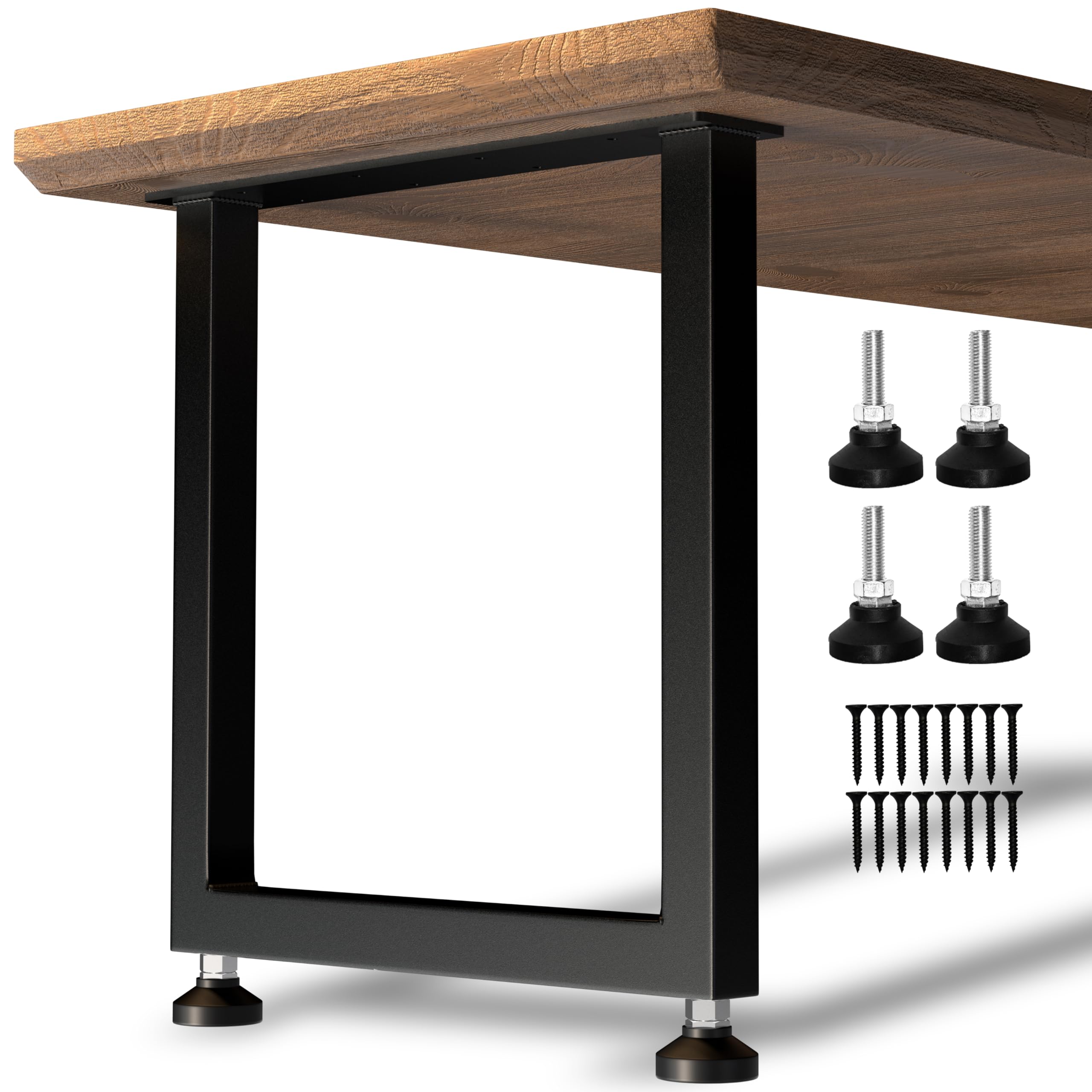 Heavy Duty Metal Table Legs 28x24 Inch, Modern Industrial Steel Square Frame for DIY Dining Table, Kitchen Table Base, Desk, Workstation, Supports 1000lbs, Set of 2 (Black)-image-45