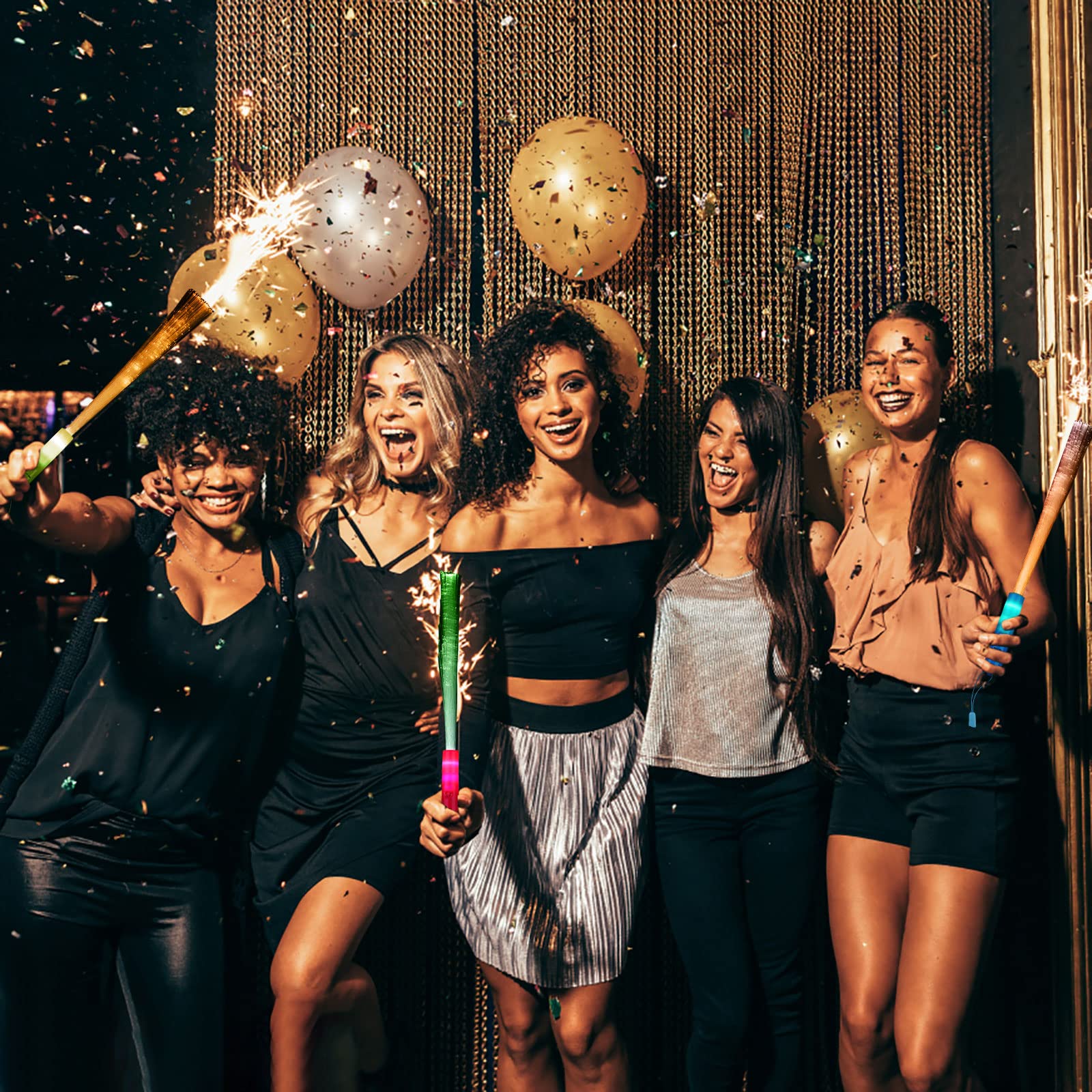 Sweetone Baton Lumineux LED, 24 Pièces Fibre Optique Lumineuse, Baton