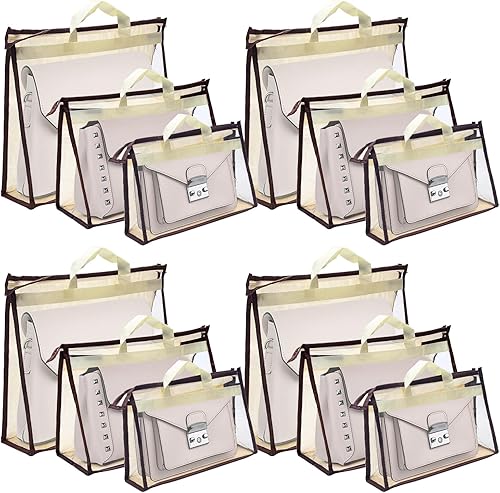 Miniatura 1 de 12 bolsas para el polvo para bolsos, bolsas de almacenamiento transparentes para mujeres, 3 tamaños, organizador de monedero, organizador de armario