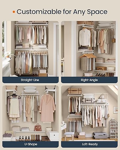 Vista 4 de SONGMICS HOME Sistema de armario, Organizador de inserción para armario, 4 a 6 pies, Unidad de estantería metálica ajustable con 4 varillas