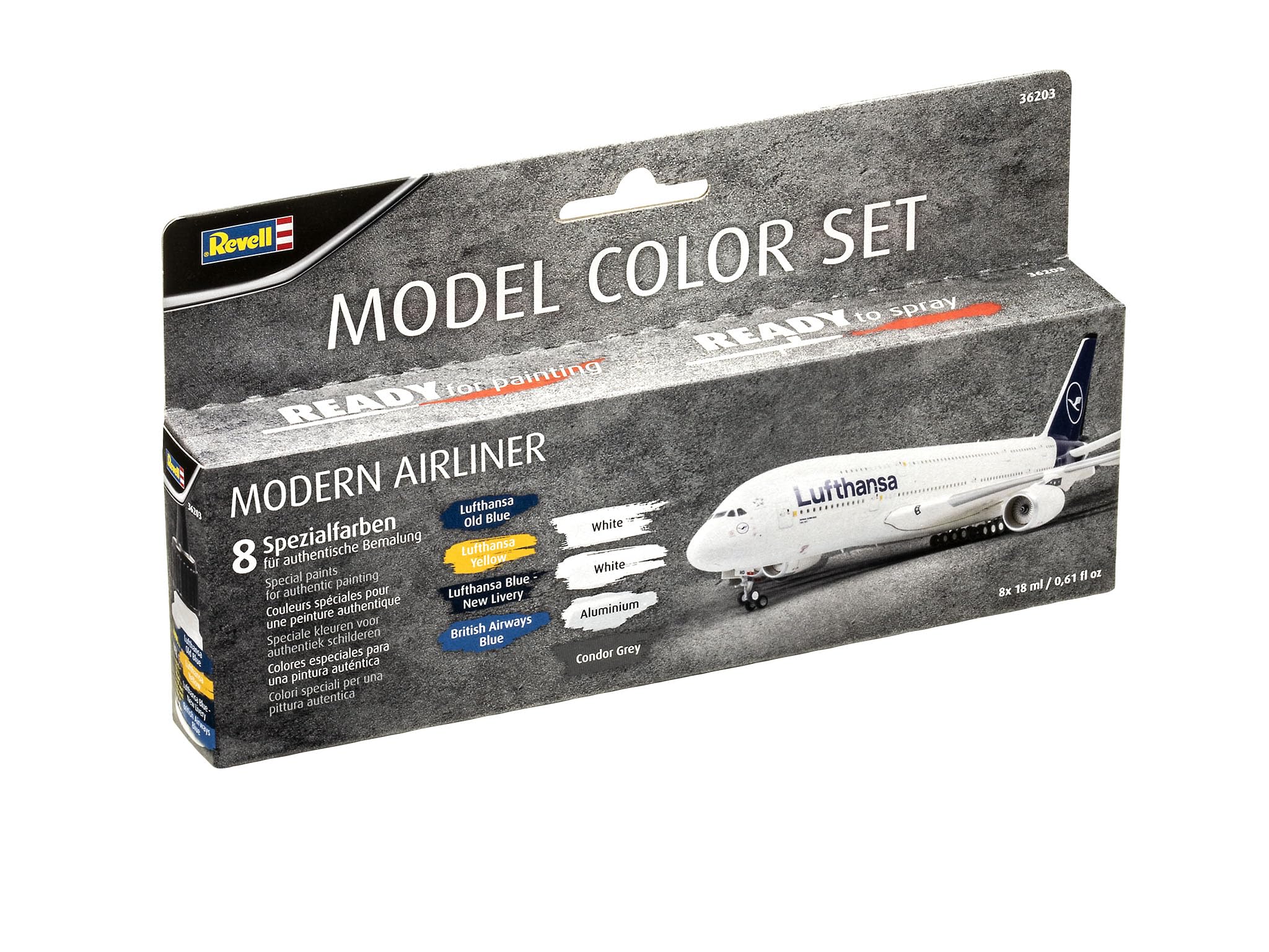 Revell 36203 Model Color - Modern Airliner - 8 x 17 ml farby akrylowe