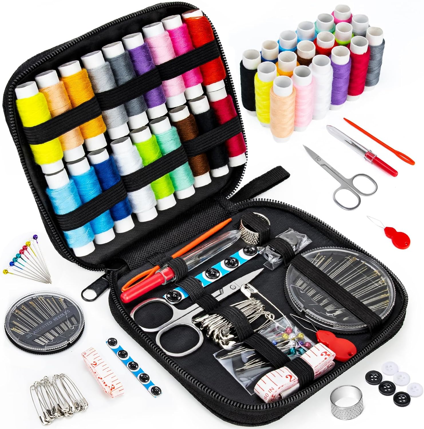 OKOMER Sewing Kit, Sewing Kit for Adults, Needle and Thread Kit, Travel Sewing Supplies, Small Mini, Basic, Beginner, Contains Sewing Needles, Sewing Thread etc(M)