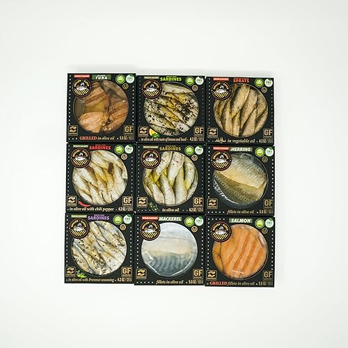 Miniatura 8 de Grilled Catch - Paquete variado de 5 sabores Sampler Wild Caught Brisling Sardinas en aceite de oliva, 4.2 onzas (paquete de 5)
