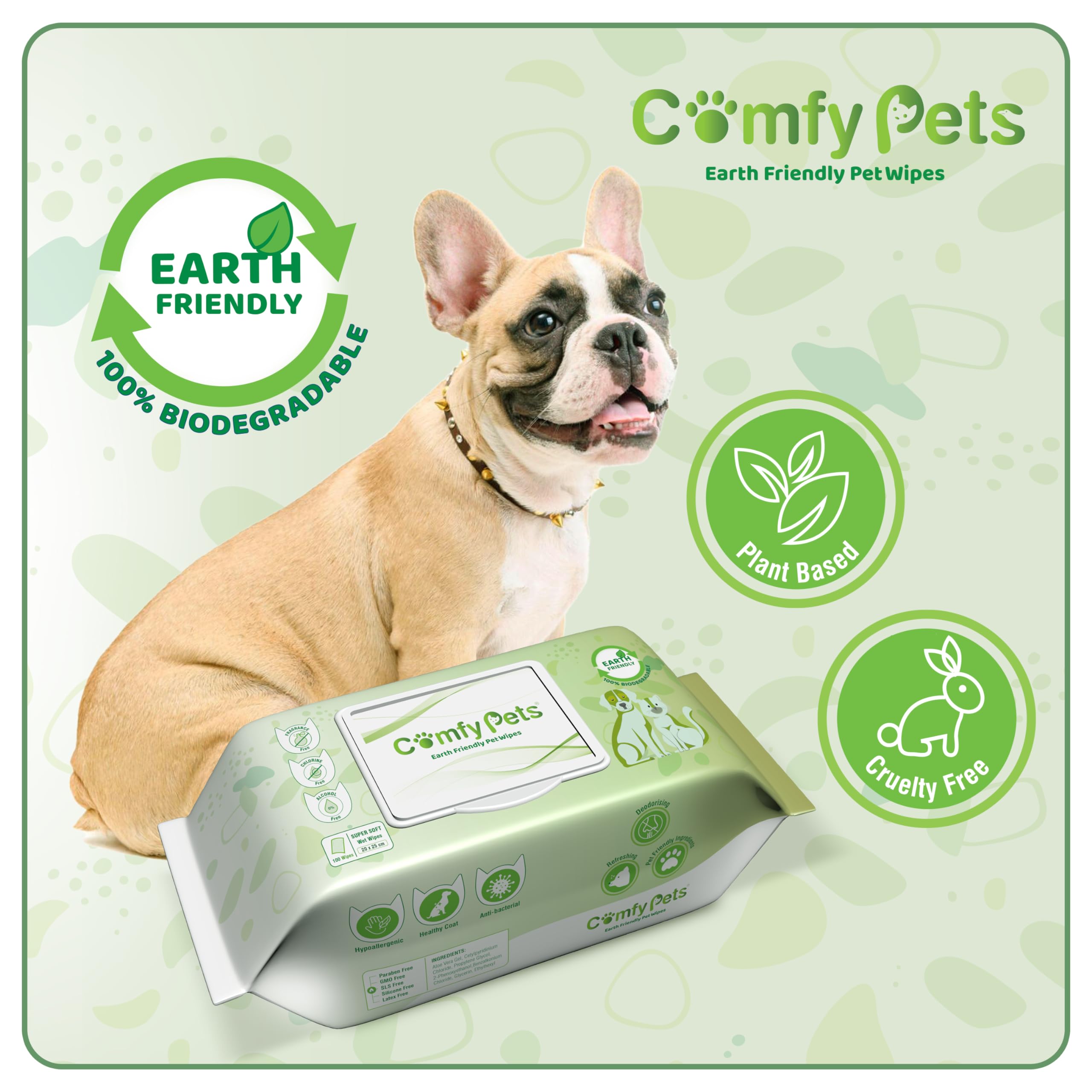 Comfy Pets Wet Wipes, White, Pack of 1 (104 Wipes) - Image 2