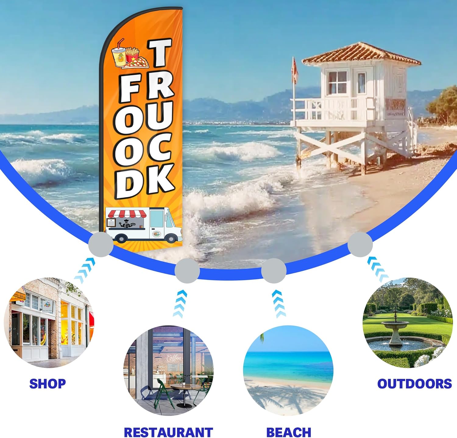 Food Truck Feather Flag for Business Advertising 6 FT Swooper Flag for Storefronts Retailers Shops Events and Fairs (Flagpole Not Included) - Image 3