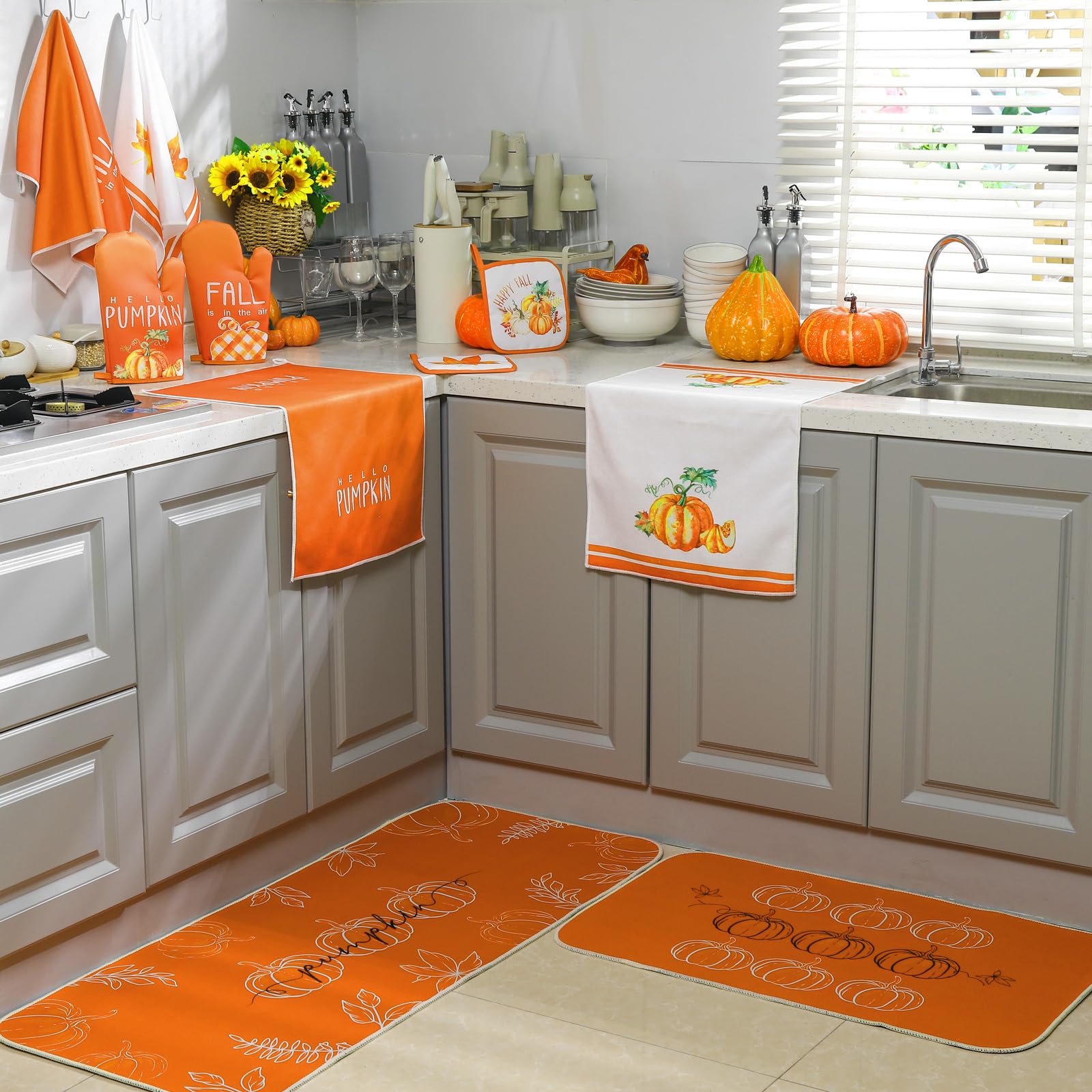 Fourluoo 10 Pcs Thanksgiving Kitchen Decor Fall Pumpkin Kitc -7 Fourluoo 10 Pcs Thanksgiving Kitchen Decor Fall Pumpkin Kitc -7