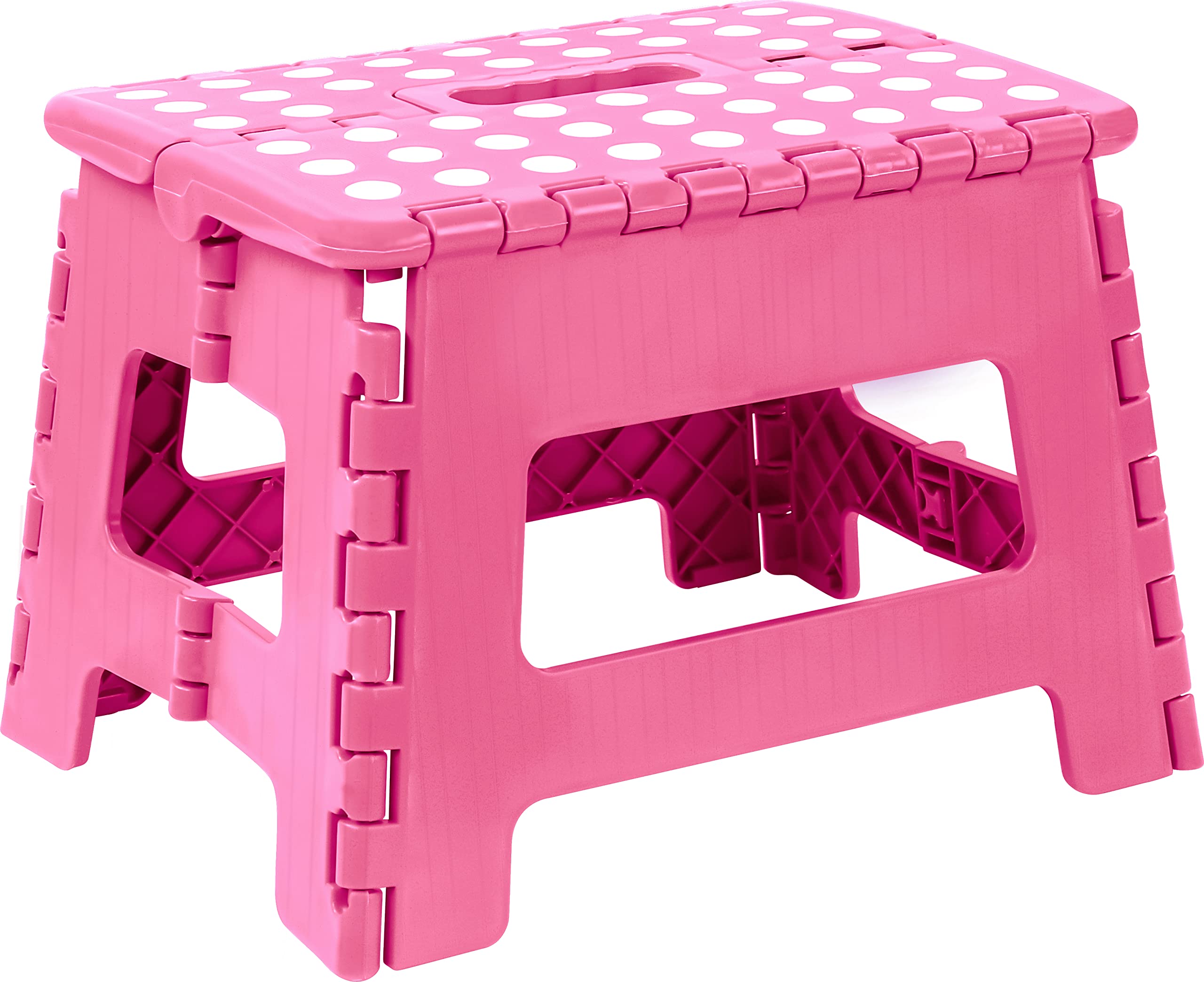 Utopia HomeFolding Step Stool - (Pack of 1) Foot Stool with 9 Inch Height - Holds Up to 300 lbs - Lightweight Plastic Foldable Step Stool for Kitchen, Bathroom & Living Room (Pink)
