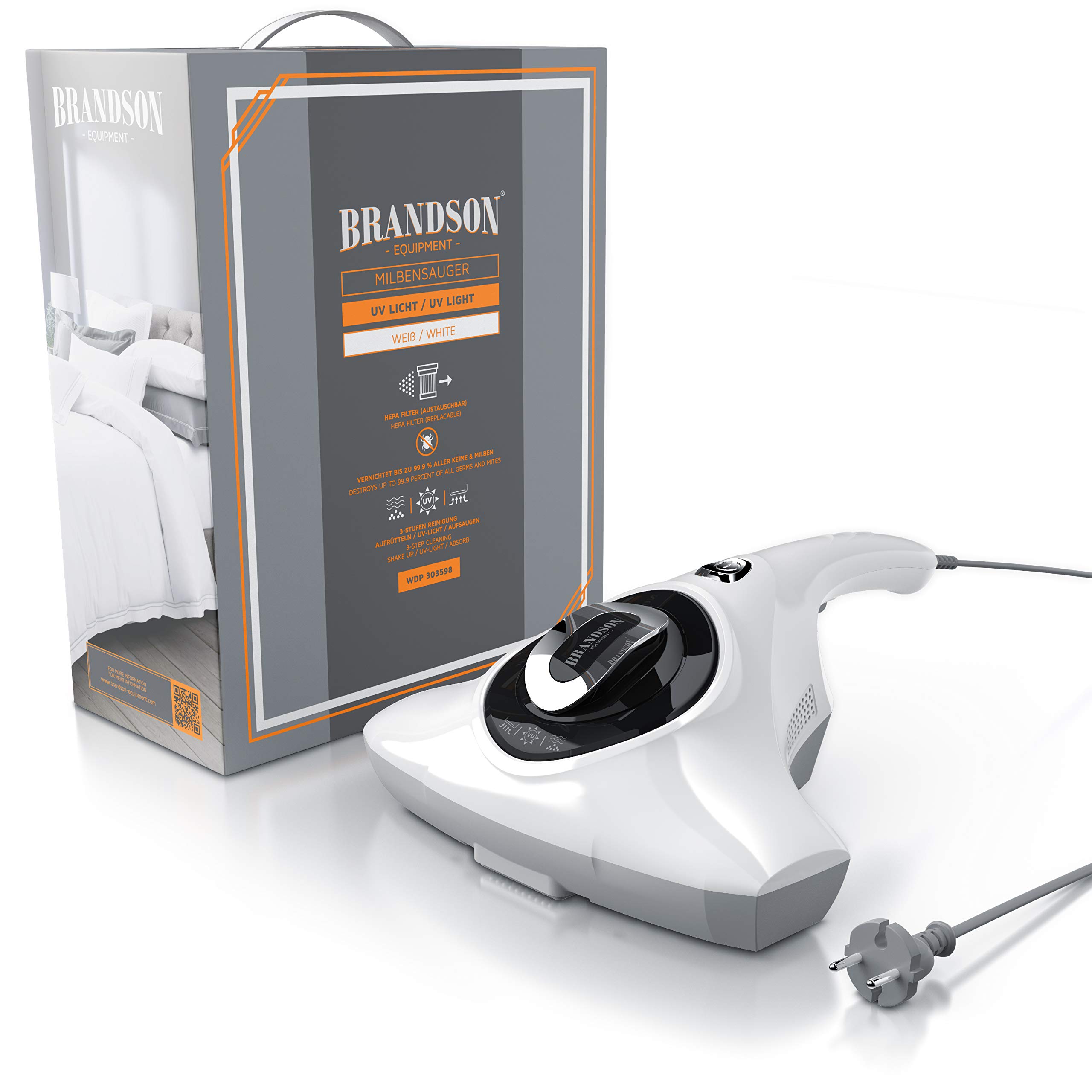 Brandson Milbenstaubsauger 300W mit UV Sterilisationslicht 150 ml für Allergiker