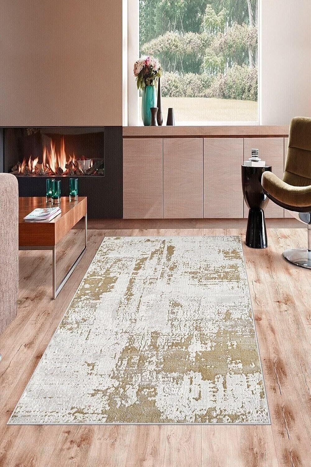 Pelangi Vizon Kum Desenli Yıkanabilir Kaymaz Taban Leke Tutmaz Modern Salon Halısı Ve Yolluk, Vizon-Bej 100 x 400, 135832610040005