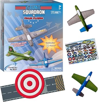 Creativity for Kids Stunt Squadron Foam Fliers Makes 3 Airplane Toys for Kids, Crafts and STEM Kits for Kids, Toys for Boys and Girls, Boys Gifts Ages 5+
