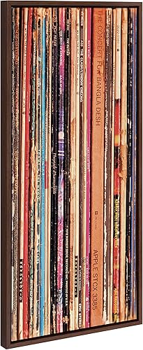 Kate and Laurel Sylvie - Lienzo decorativo enmarcado de 33 RPM por Robert Cadloff de Bomobob, 18 x 40 pulgadas, color marrón, arte musical