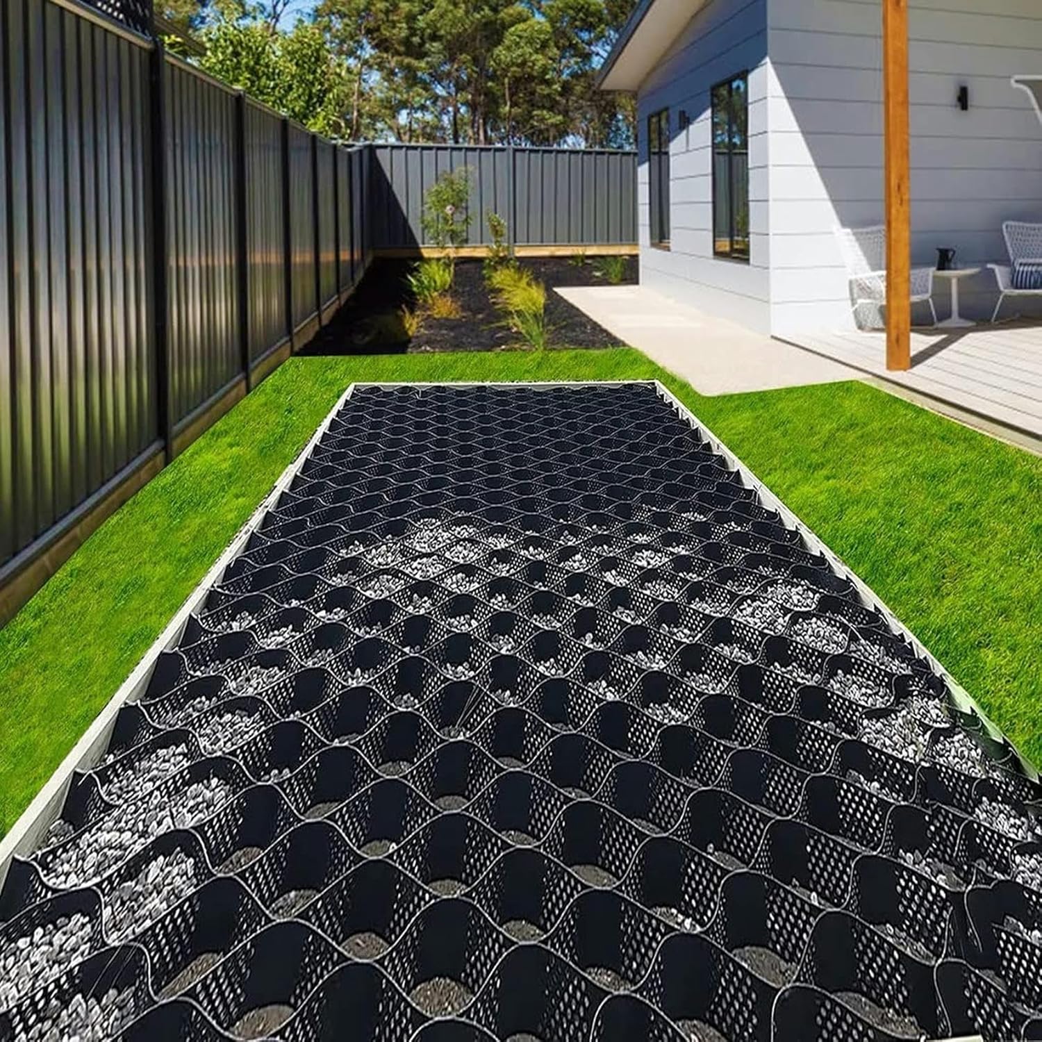 Soil Pea Permeable Gravel Stabilizer Pavers for Retaining Walls, Polyethylene Foldable Honeycomb-Ground Grid,Easy to Install(2mx 7m (6.5ftx 23ft))-1