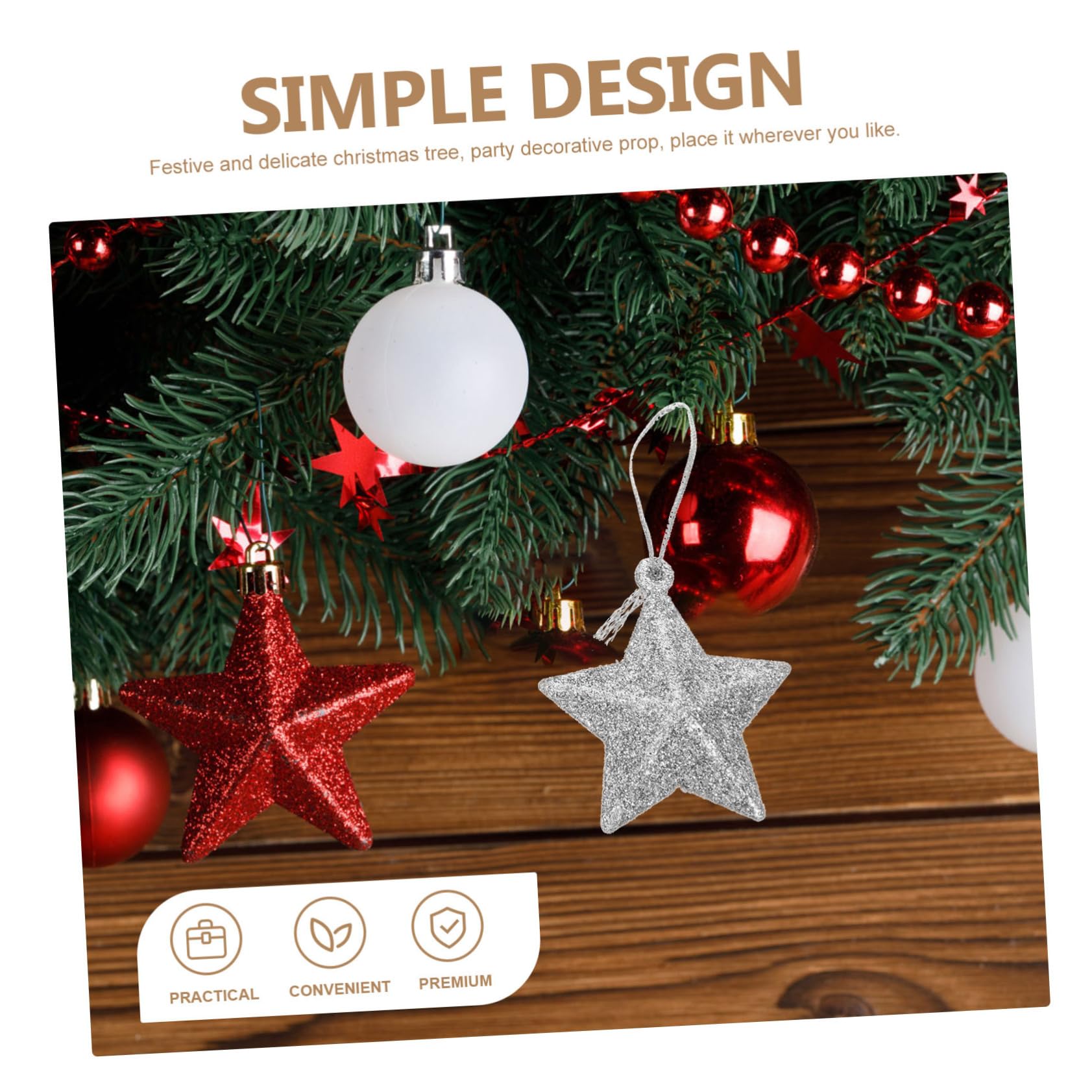 STOBAZA 48pezzi Decorazioni Natalizie Forma Di Stella Glitterata Adornamenti Per Albero Di Natale Da Accessori Festivi Per Feste Di Natale e Capodanno