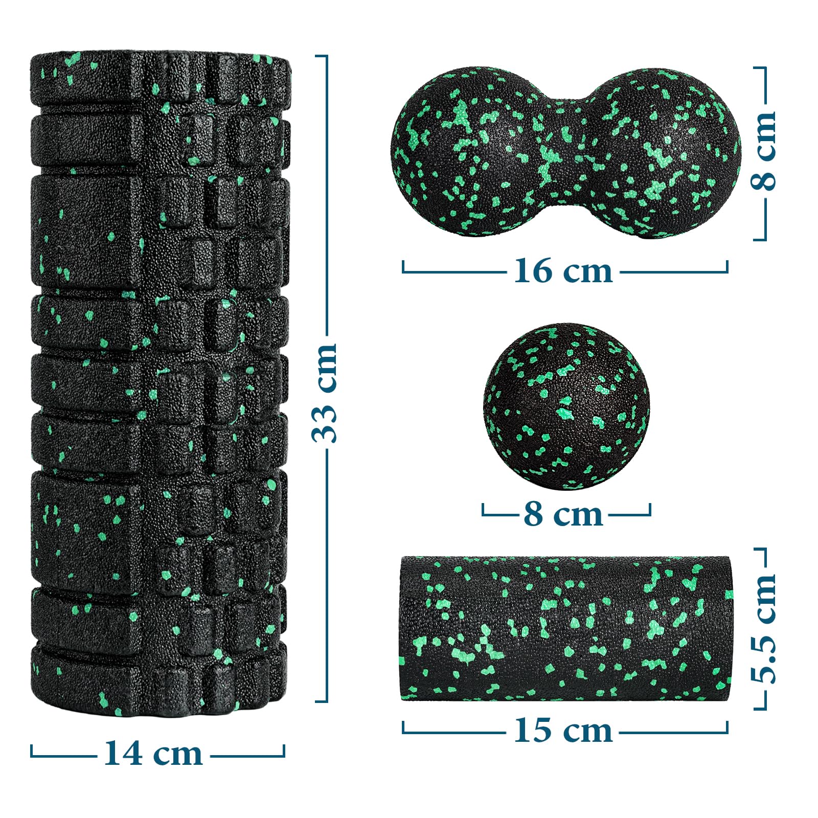 Zestaw wałków do masażu powięzi Blackroll Foam Roller zestaw z piłką do masażu powięzi, mały wałek do masażu powięzi, mały i podwójna piłka do jogi, powięzi, treningu mięśni