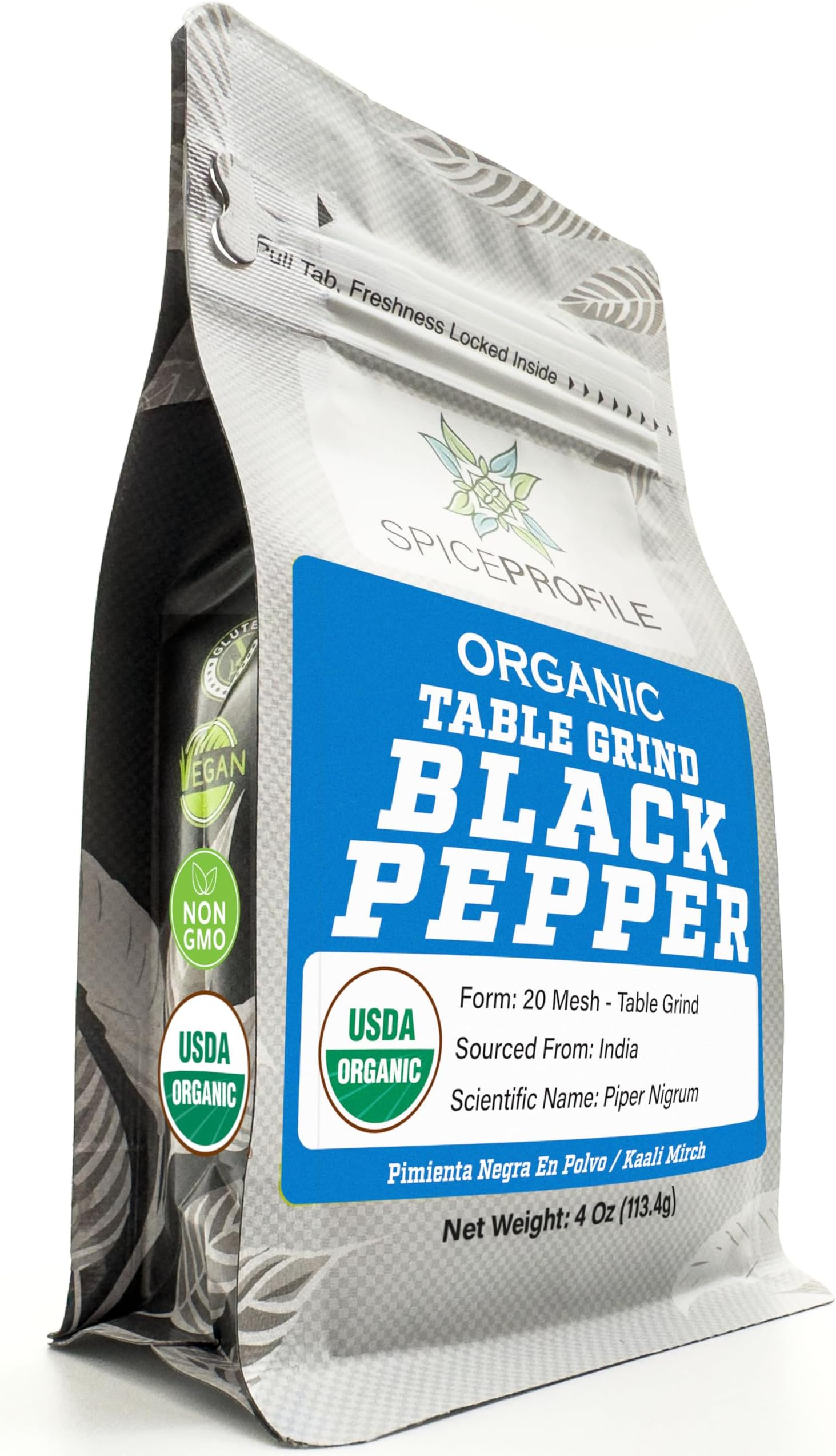 USDA Certified Organic Black Pepper Ground | Raw and Natural | Resealable 4oz Pouch | Perfect for Cooking, Smoothies, Lattes, Teas