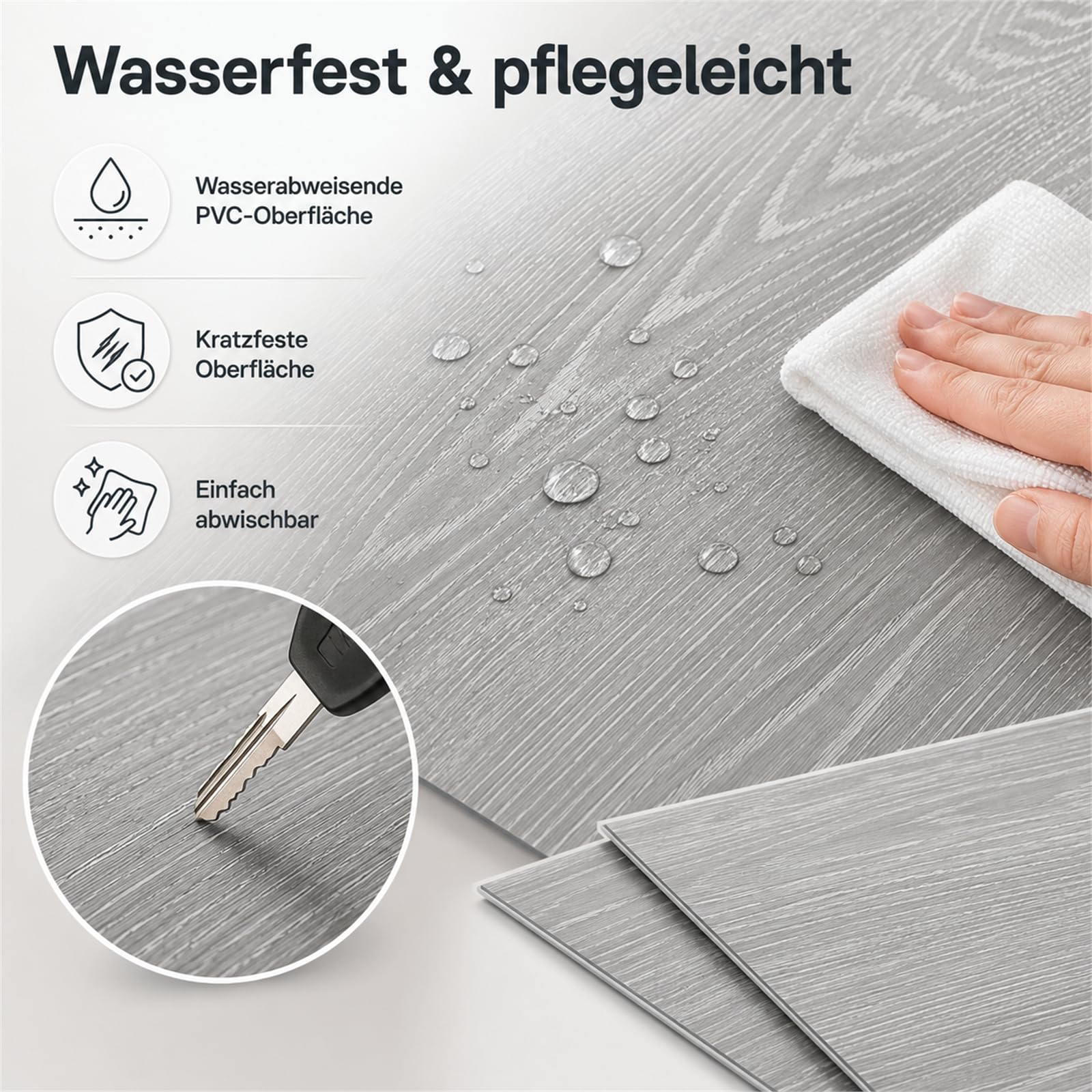 CYEER 40 Bodenfliesen selbstklebend, 30 × 30 cm, Grau Holzoptik