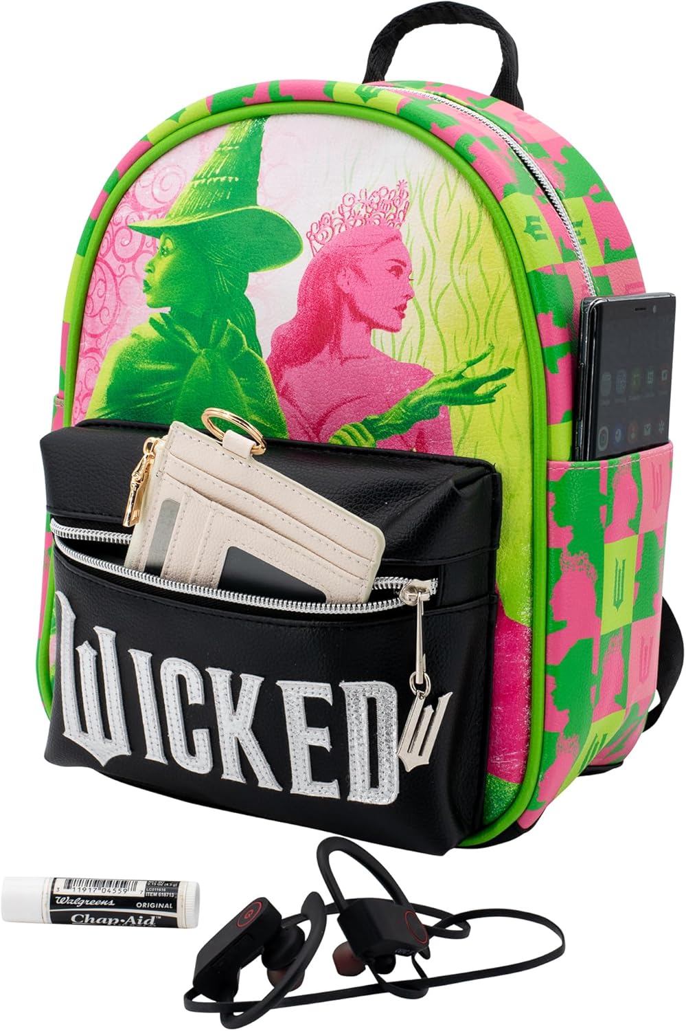 AI ACCESSORY INNOVATIONS Wicked, Elphaba & Glinda Mini Cosplay PU Backpack Purse, Shoulder Bag with Epoxy Filled Metal W Charm, 10.5 Inch, Faux Leather - Image 3