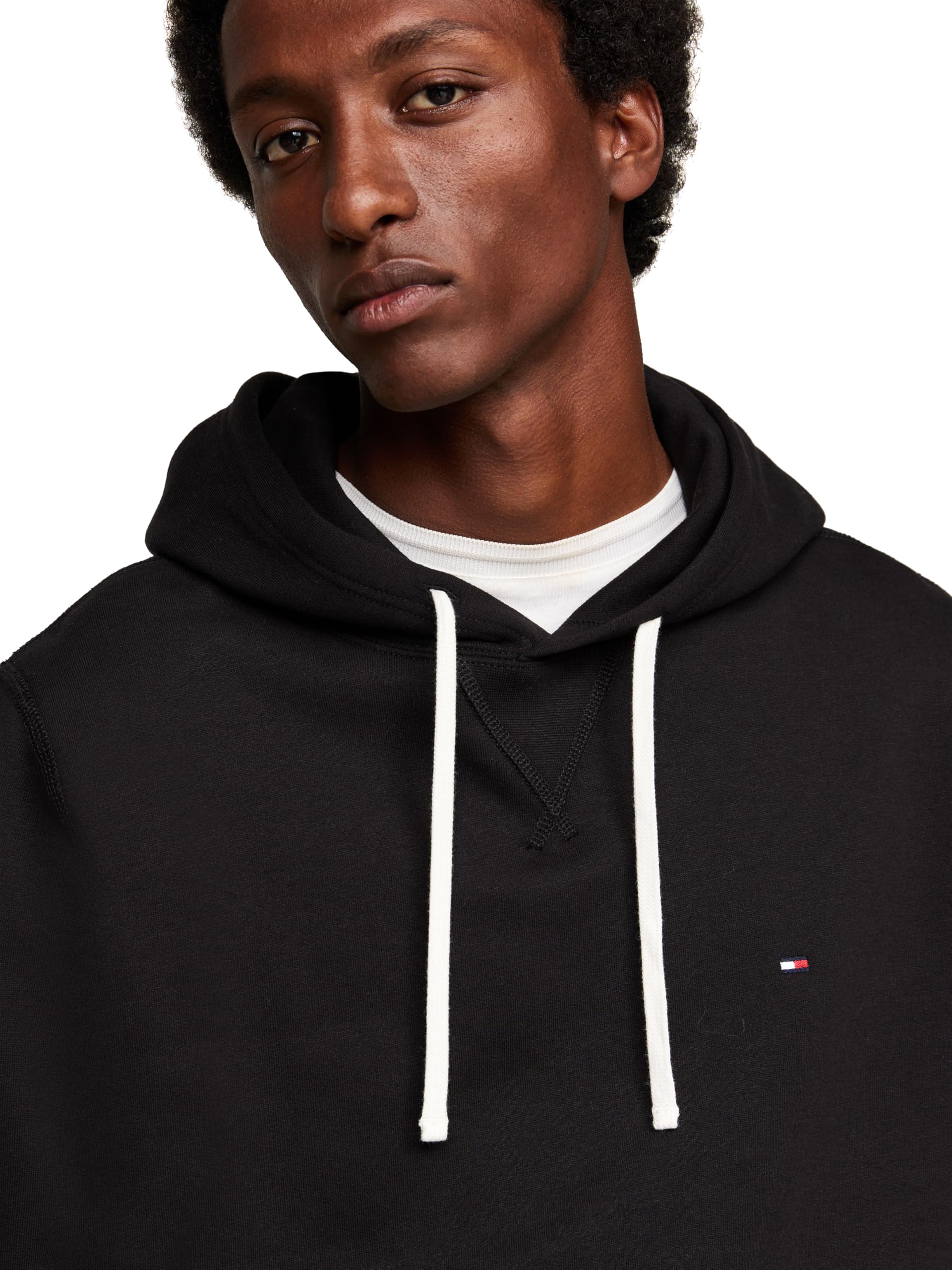 Tommy Hilfiger Męska bluza z kapturem z litego polaru o średniej wadze, dostępna również w dużych i wysokich rozmiarach, Czarny, XXL