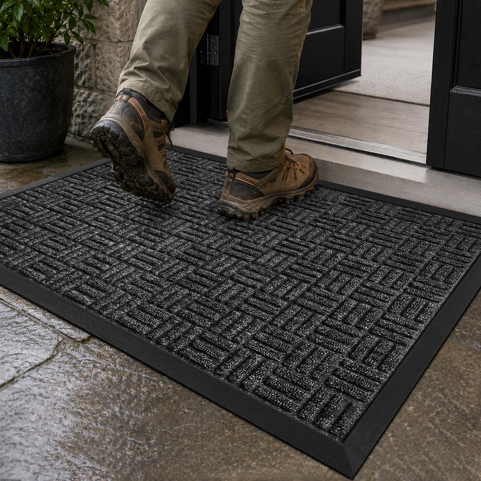PROFILE DESIGN アノダイズド・マットブラック Amazon.com: Mibao Front Door Mat Outdoor Entrance, 29.5