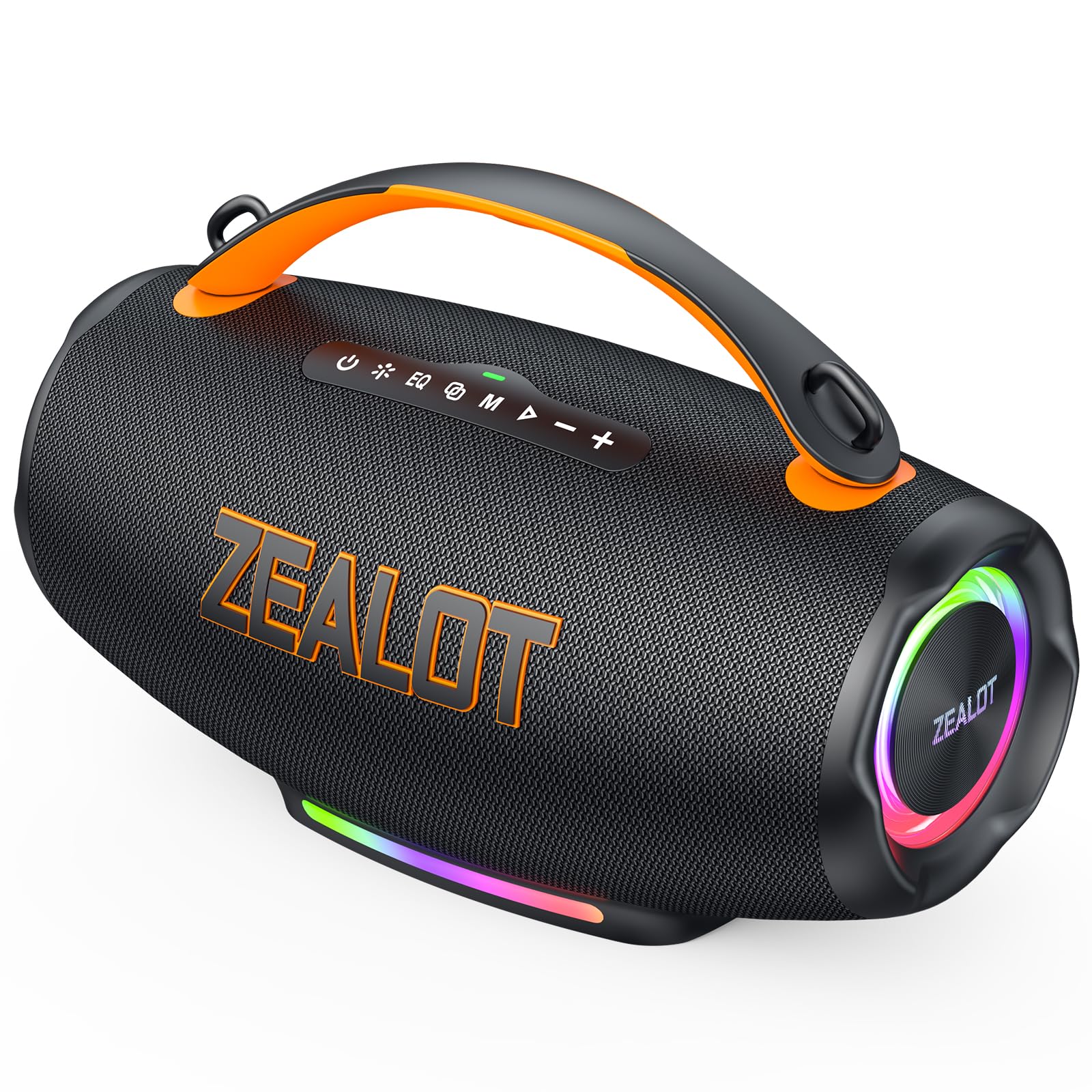 Zealot Cassa Bluetooth portatile da 100W con Luce,24 ore di Riproduzione,Bluetooth 5.3,Impermeabilità IP56,Audio Stereo, AUX da 3,5 mm/TF/USB,Ricarica Type-C